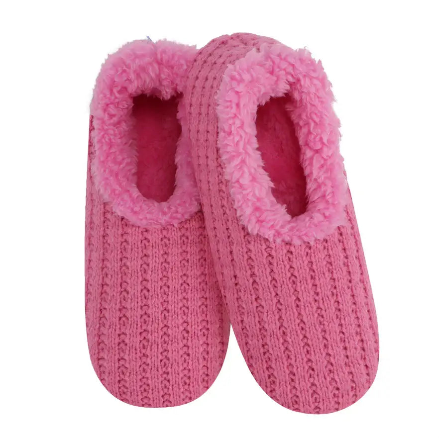 Snoozies Plush COZY Slipper Socks stitches pink