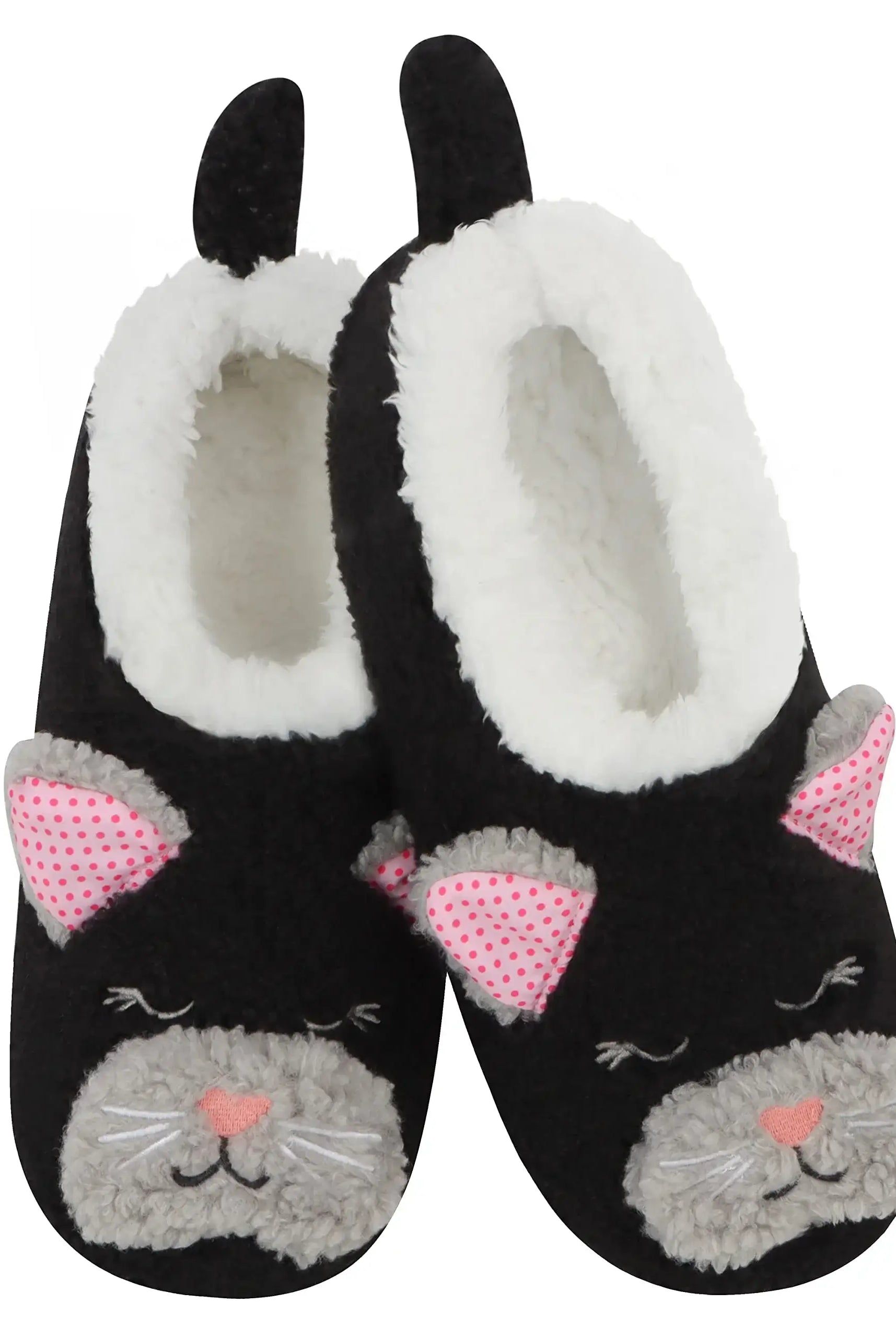 Barnyard Babes Sherpa Animal Slippers Snoozies Black Cat