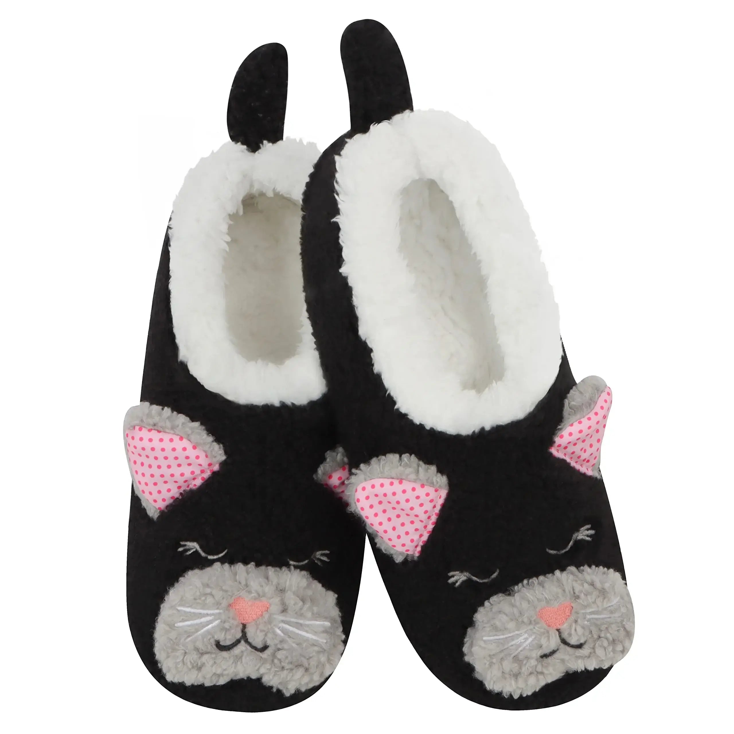 Barnyard Babes Sherpa Animal Slippers Snoozies Black Cat