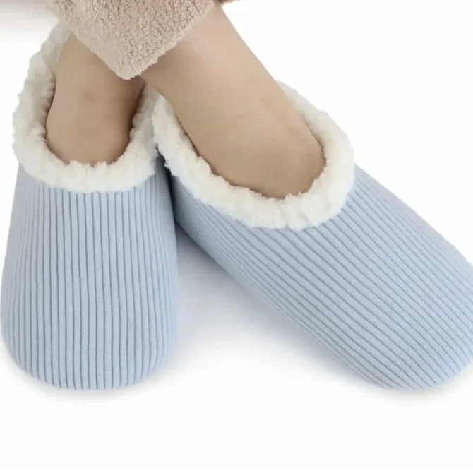 Snoozies Corduroy Memory Foam Plush Slippers BABY BLUE — Cloud Nine Pajamas