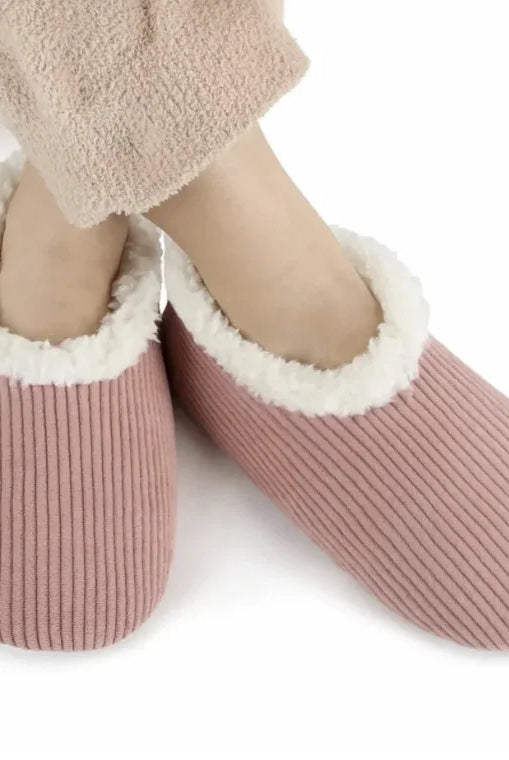 Snoozies Corduroy Memory Foam Plush Slippers PEACH — Cloud Nine Pajamas