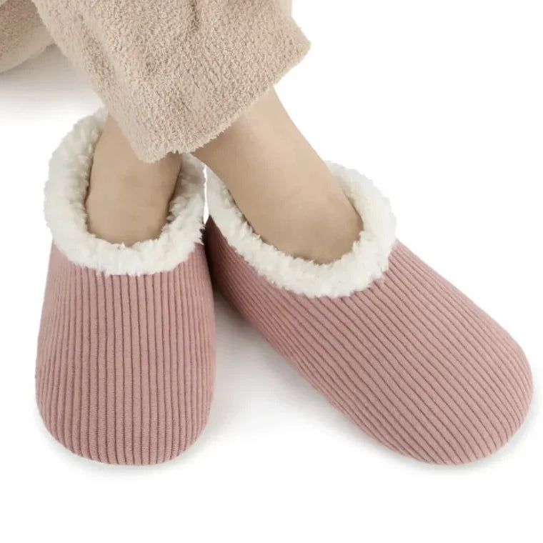 Snoozies Corduroy Memory Foam Plush Slippers PEACH — Cloud Nine Pajamas