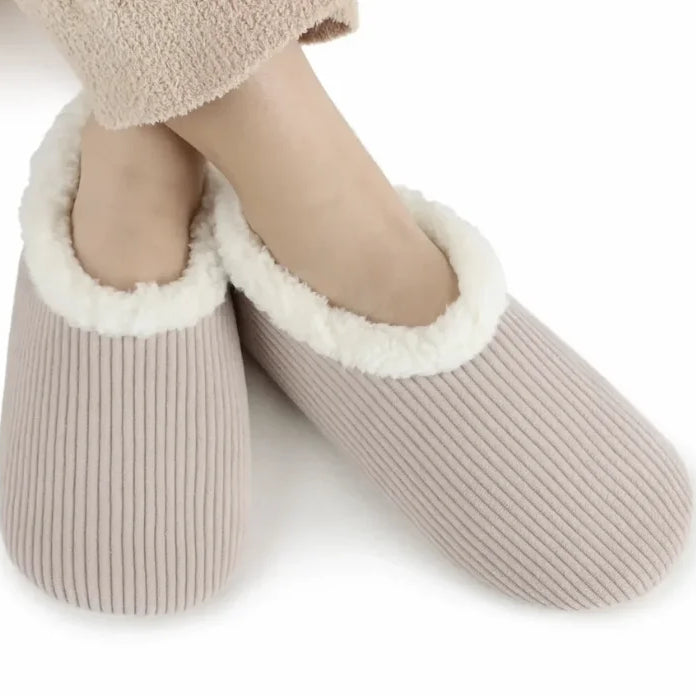 Snoozies Corduroy Memory Foam Plush Slippers Smokey Grey — Cloud Nine Pajamas