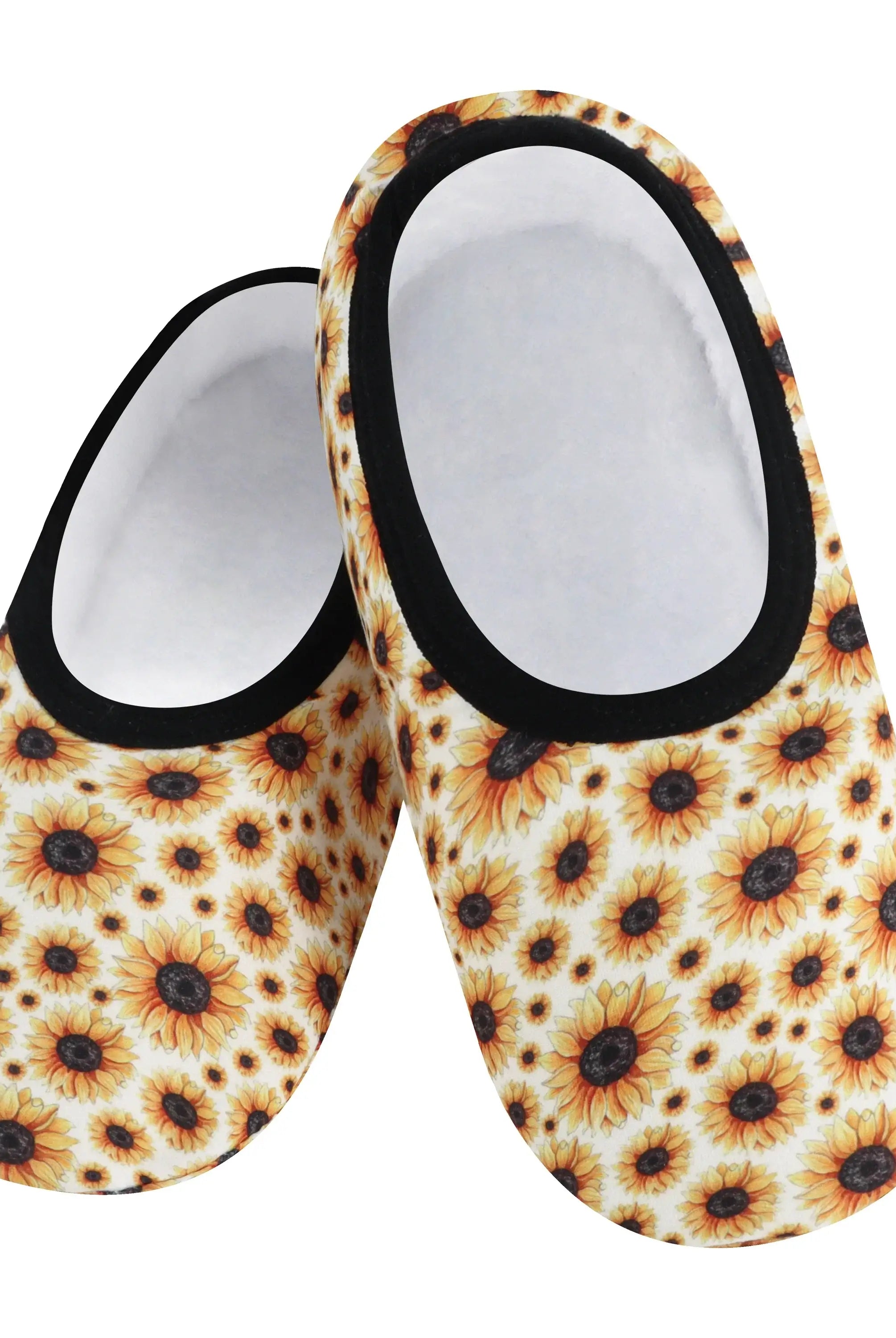 Snoozies Skinnies Lightweight Slipper Socks in Sunflower Print - Non-skid Soles
