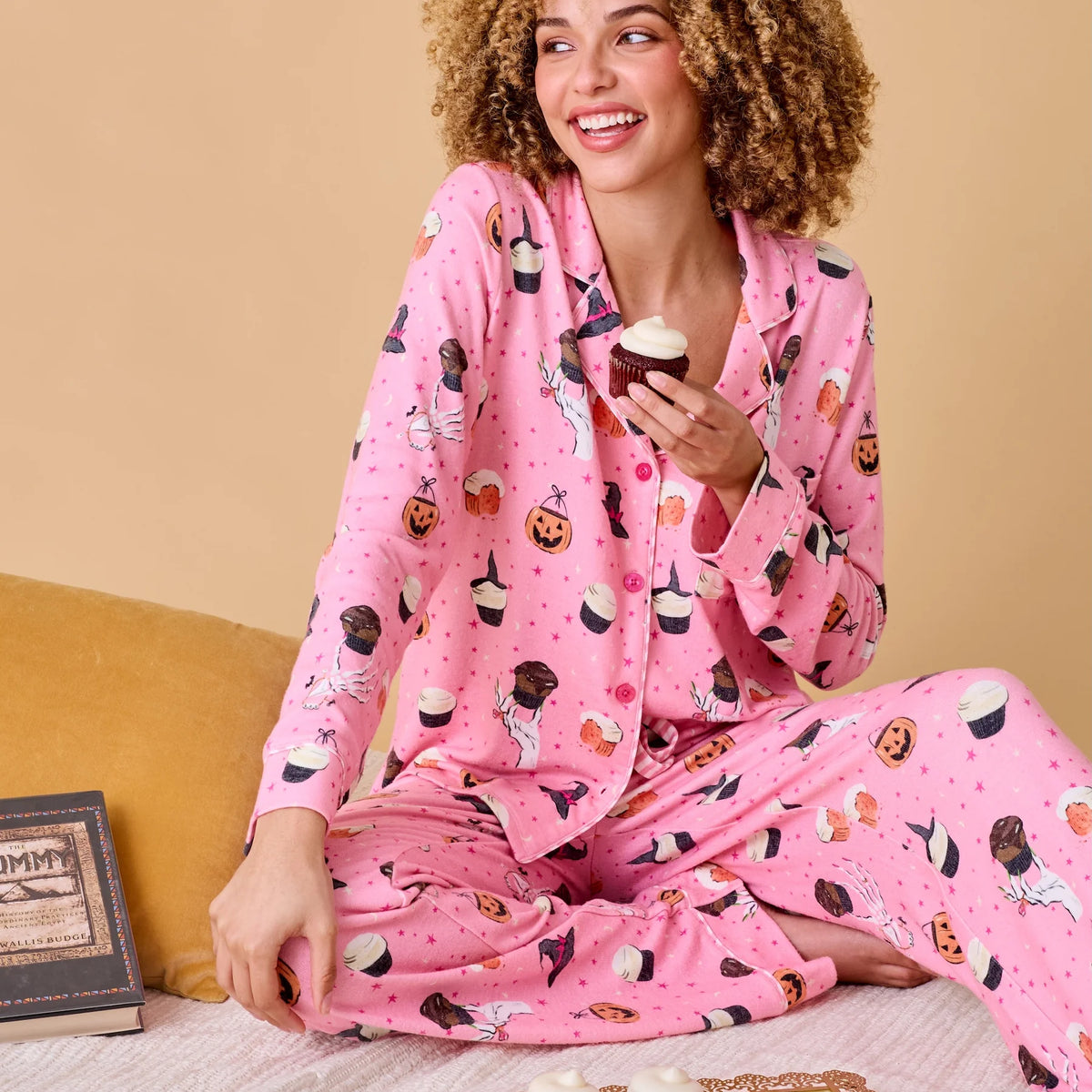 PJ Salvage Sweet and Spooky Halloween PJ Set model lifestyle — Cloud Nine Pajamas Edmonton