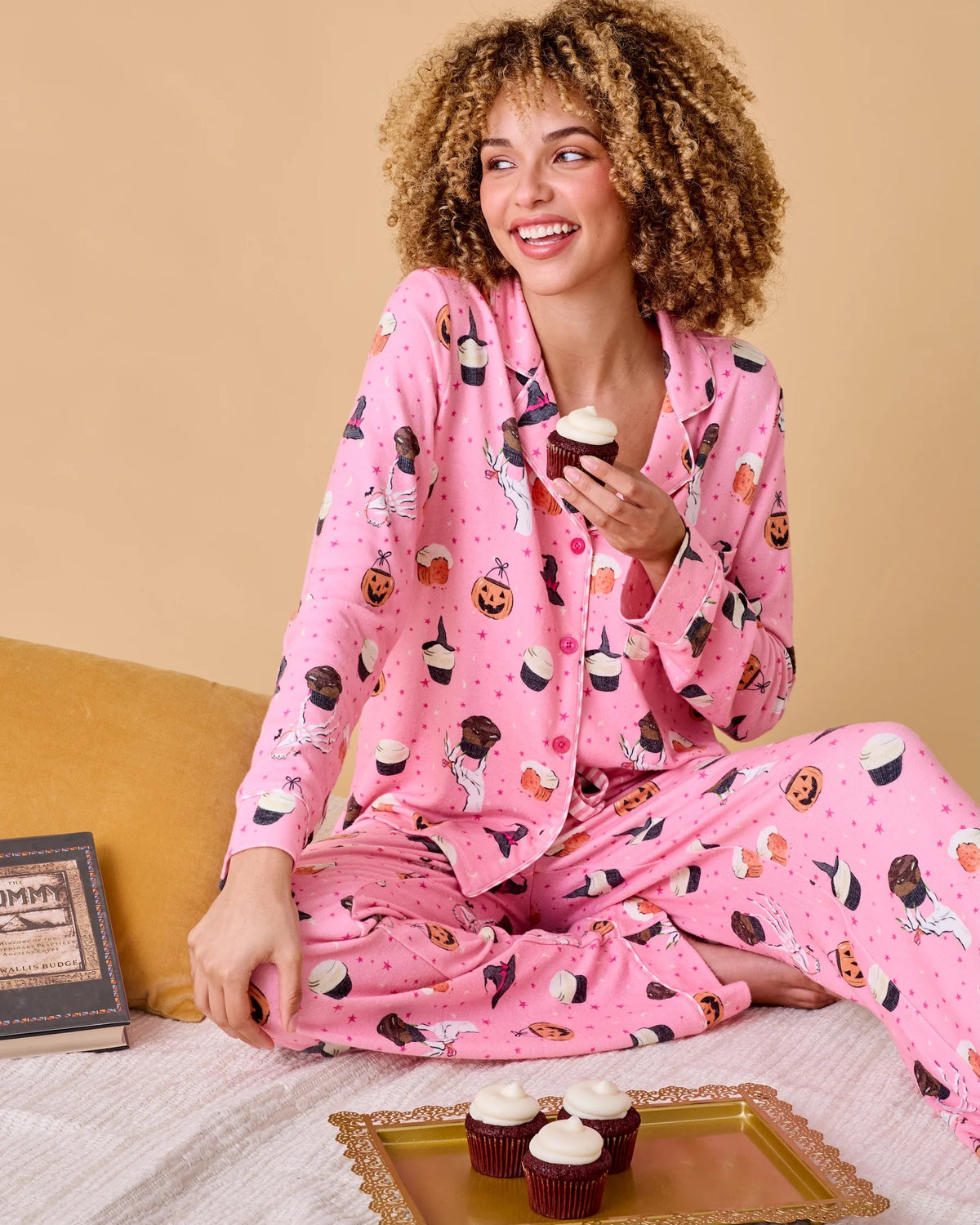 PJ Salvage Sweet and Spooky Halloween PJ Set model lifestyle — Cloud Nine Pajamas Edmonton