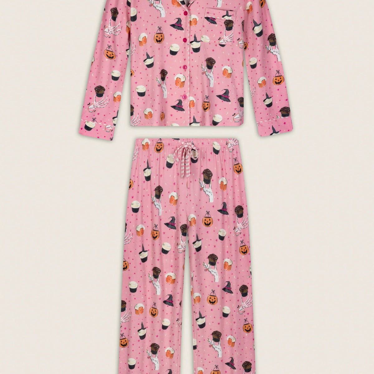 PJ Salvage Sweet and Spooky PJ Set flat lay product shot full length — Cloud Nine Pajamas Edmonton