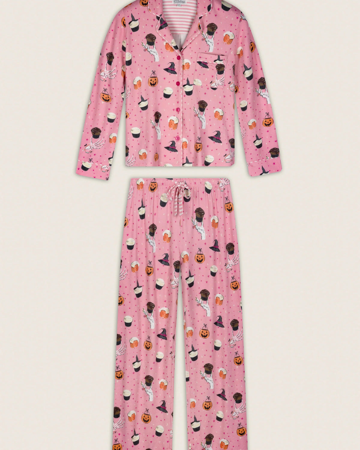 PJ Salvage Sweet and Spooky PJ Set flat lay product shot full length — Cloud Nine Pajamas Edmonton