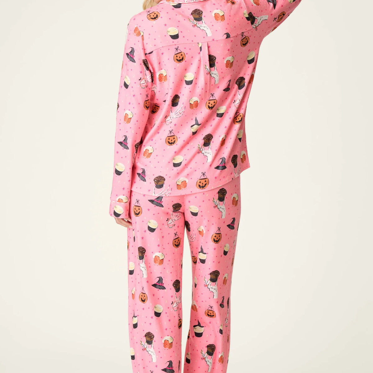 PJ Salvage Sweet and Spooky Halloween PJ Set model back view — Cloud Nine Pajamas