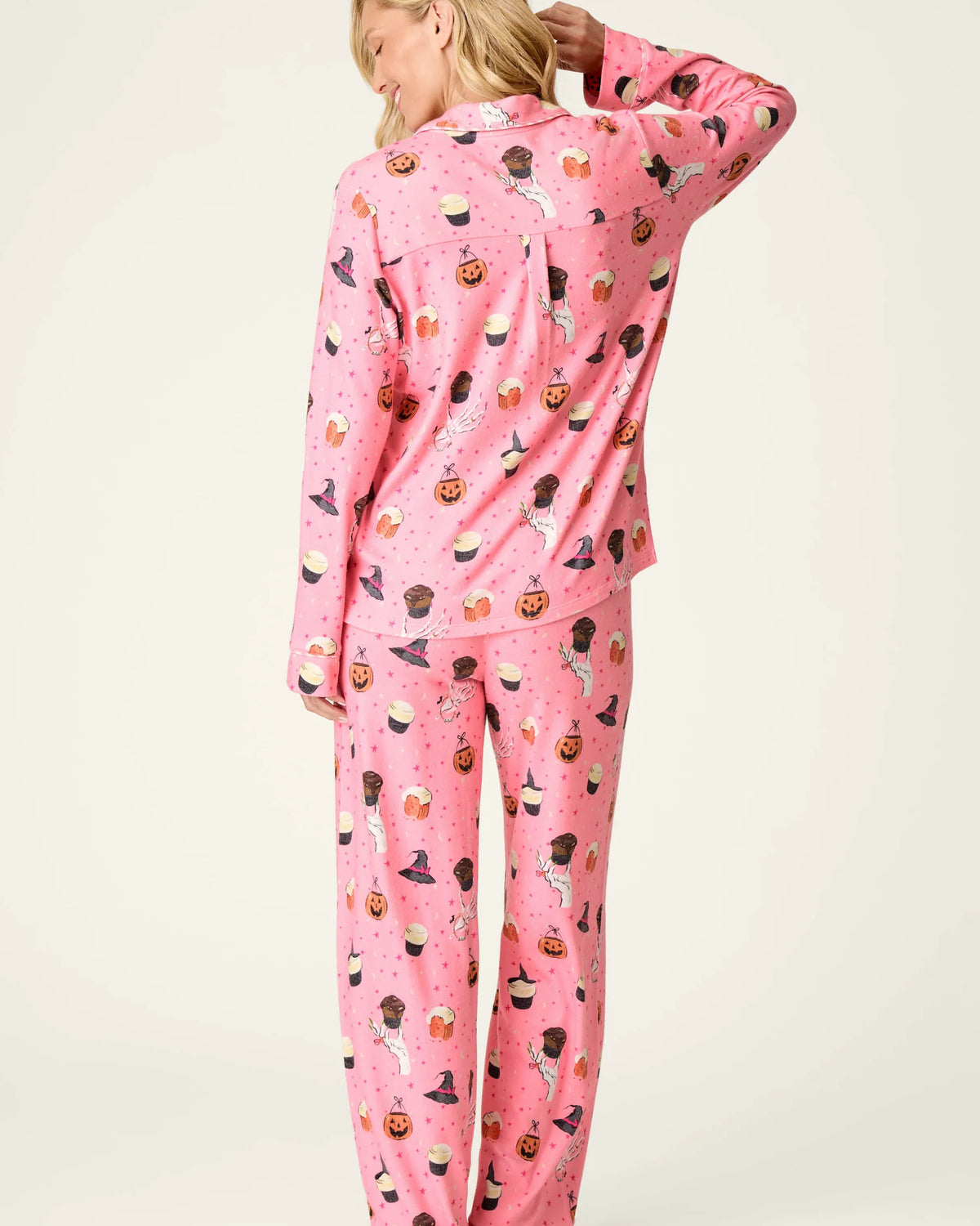 PJ Salvage Sweet and Spooky Halloween PJ Set model back view — Cloud Nine Pajamas
