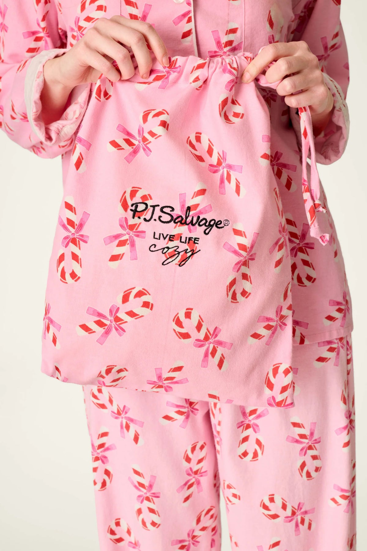 PJ Salvage Sweeter Than Sugar Flannel Set matching bag detail — Cloud Nine Pajamas