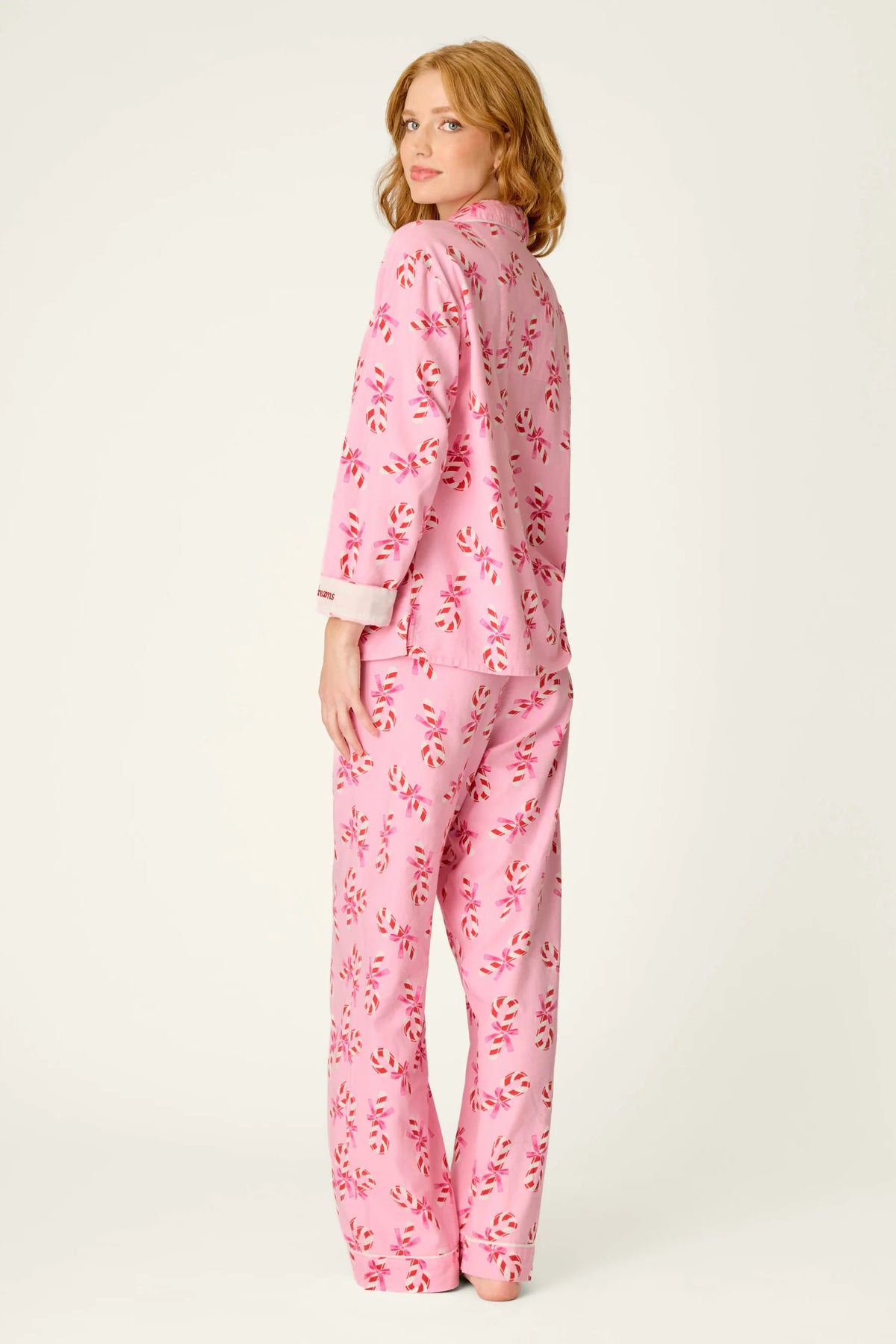 PJ Salvage Sweeter Than Sugar Flannel Set model back view — Cloud Nine Pajamas Edmonton