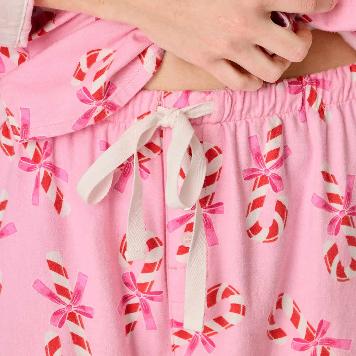 PJ Salvage Sweeter Than Sugar Candy Cane Set pants detail — Cloud Nine Pajamas Edmonton