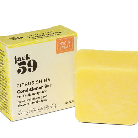 Jack59 Travel Buddies Conditioner Bar, Citrus Shine, for thick curly hair, travel-friendly hair care.
