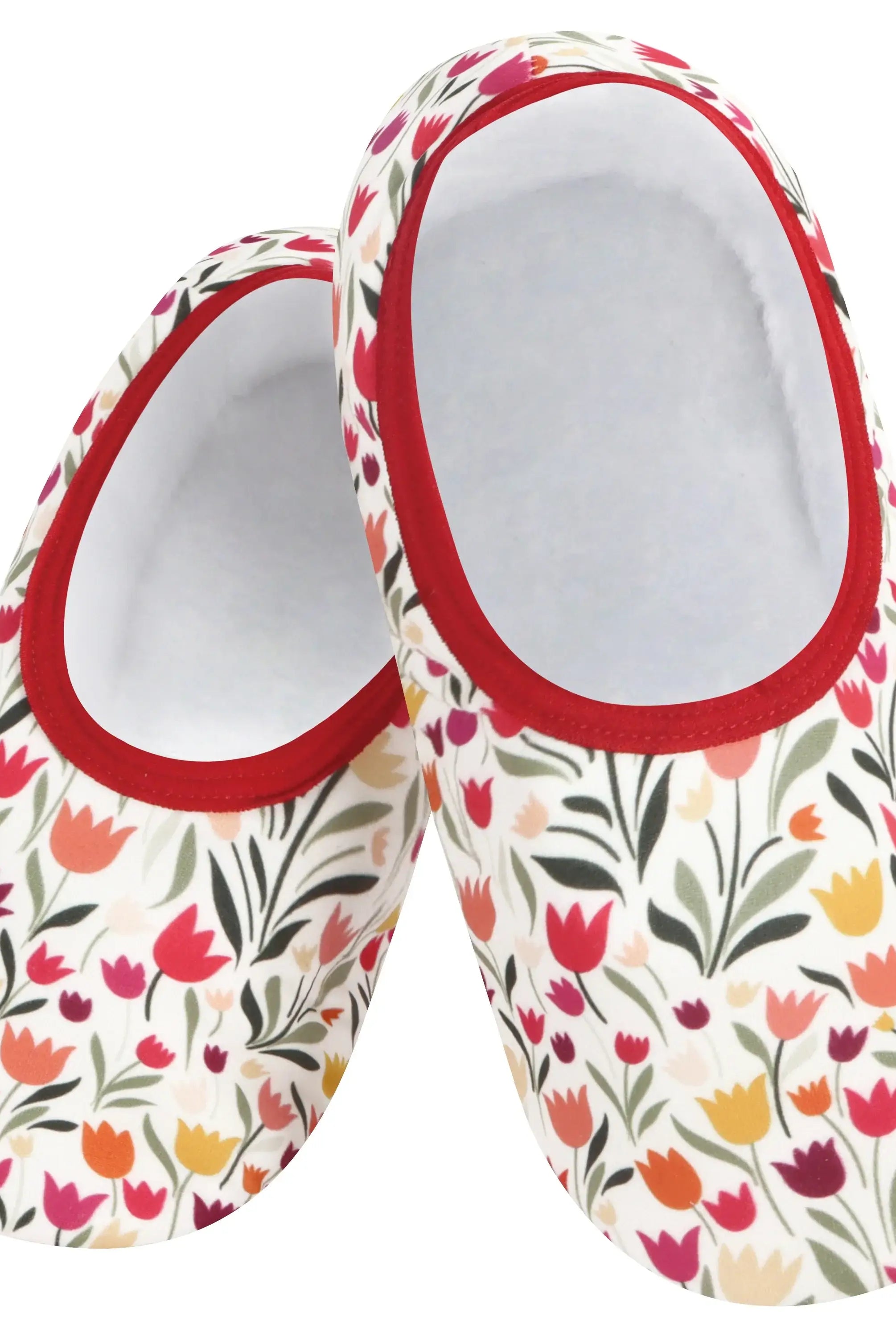 Snoozies Skinnies Lightweight Slipper Socks in Tulips Print - Non-skid Soles
