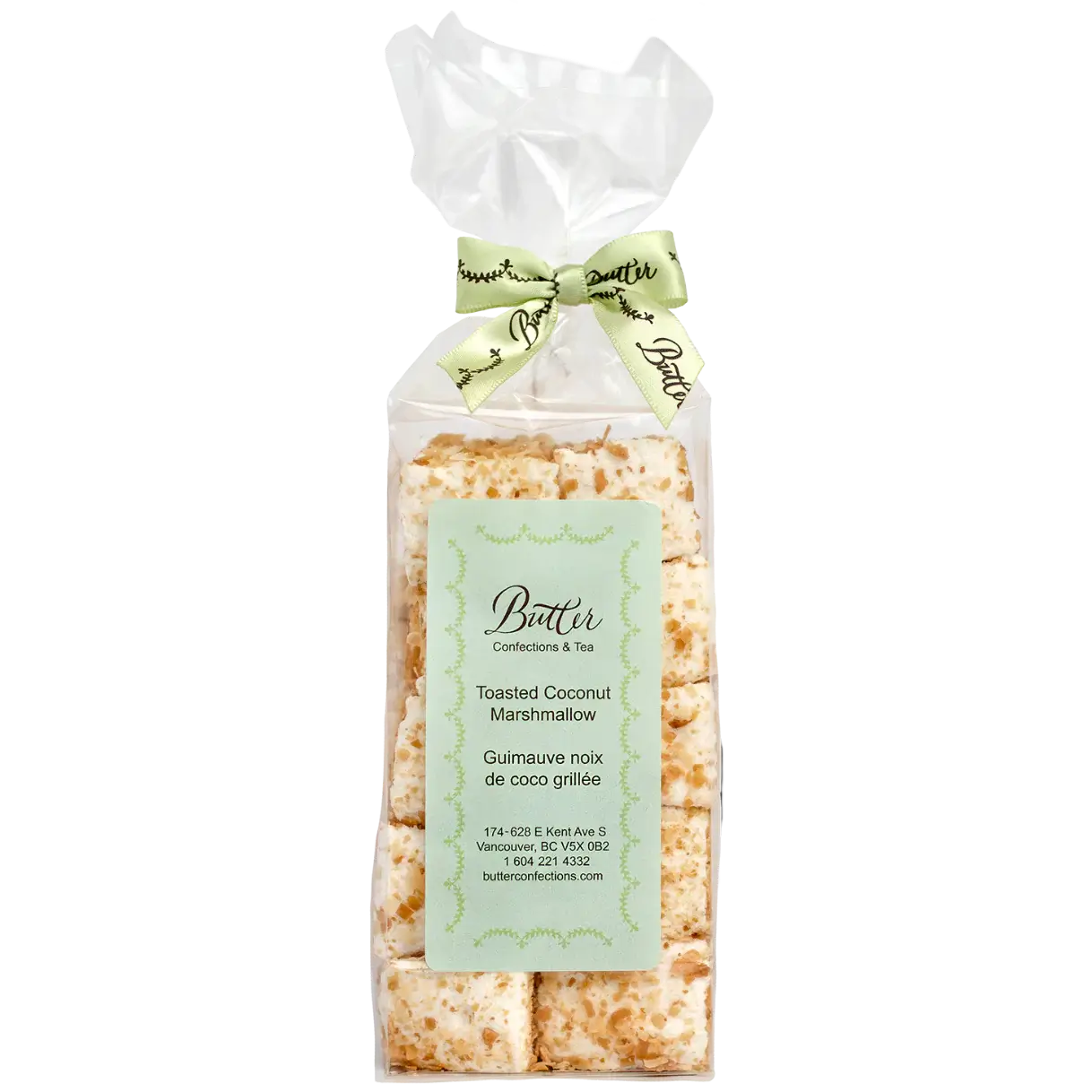 Handcrafted Gourmet Marshmallows in a 4-piece taster bag, featuring toasted coconut marshmallow delights.