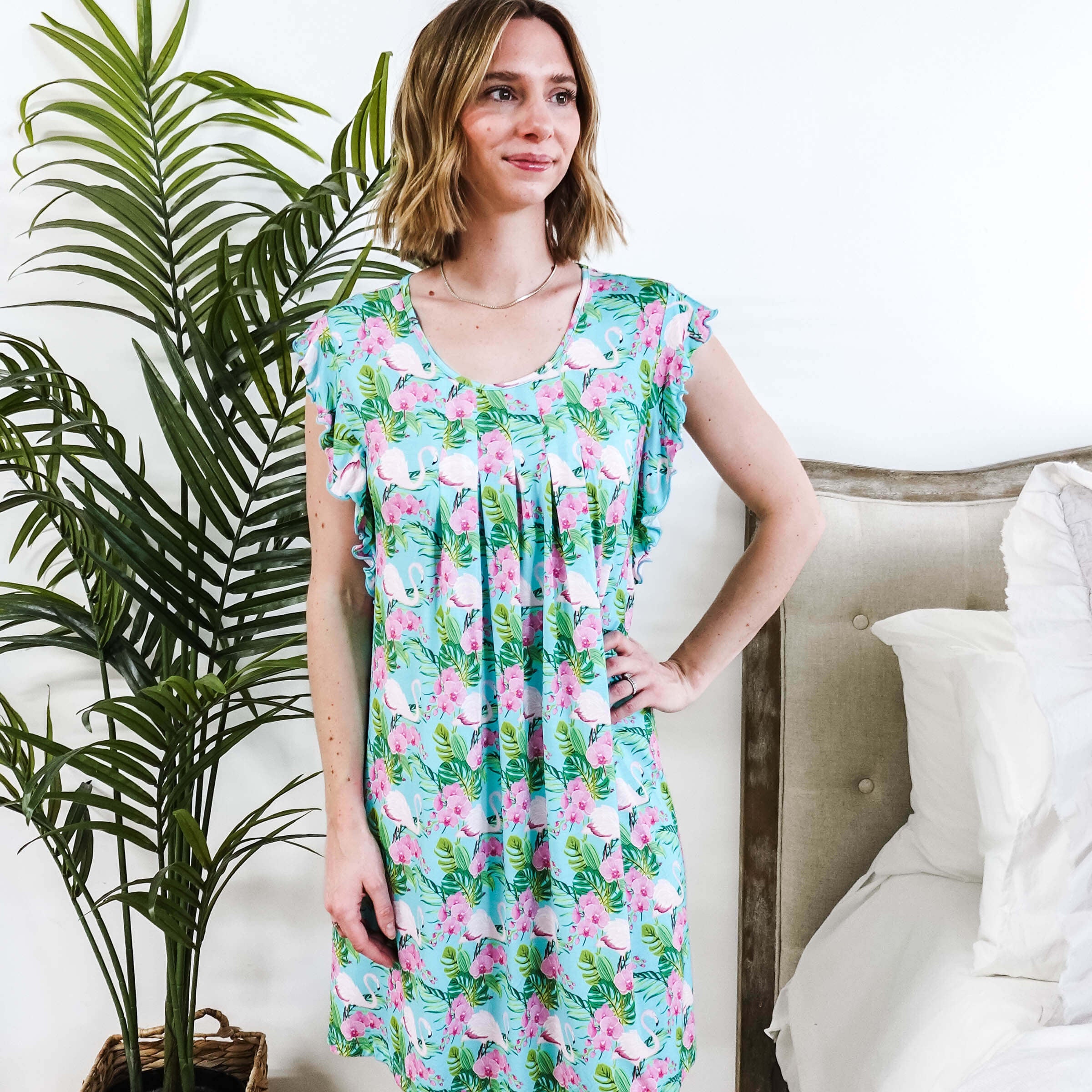 Tropic Like It's Hot Flutter Bamboo Nightgown Georgia Rylan