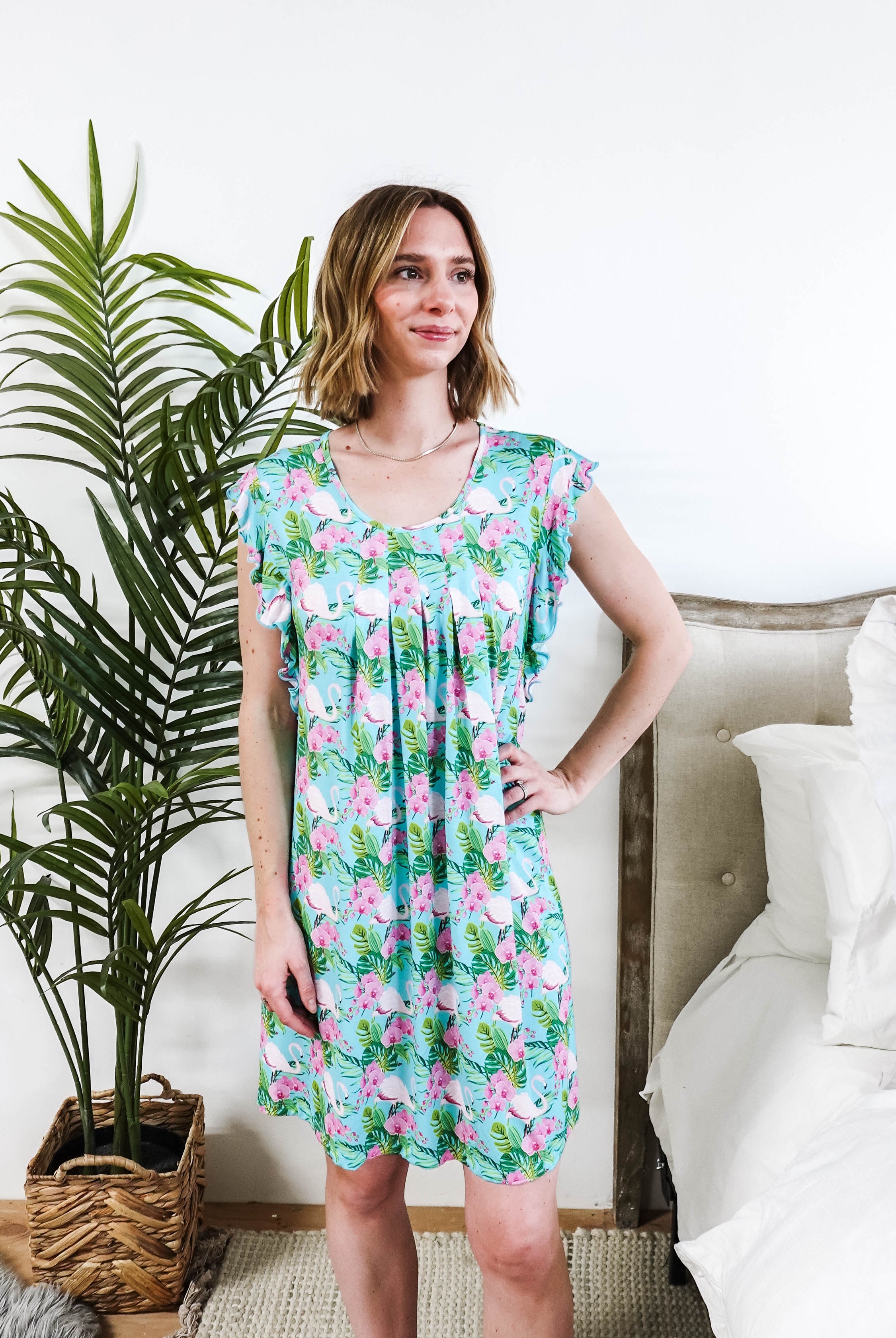 Tropic Like It's Hot Flutter Bamboo Nightgown Georgia Rylan