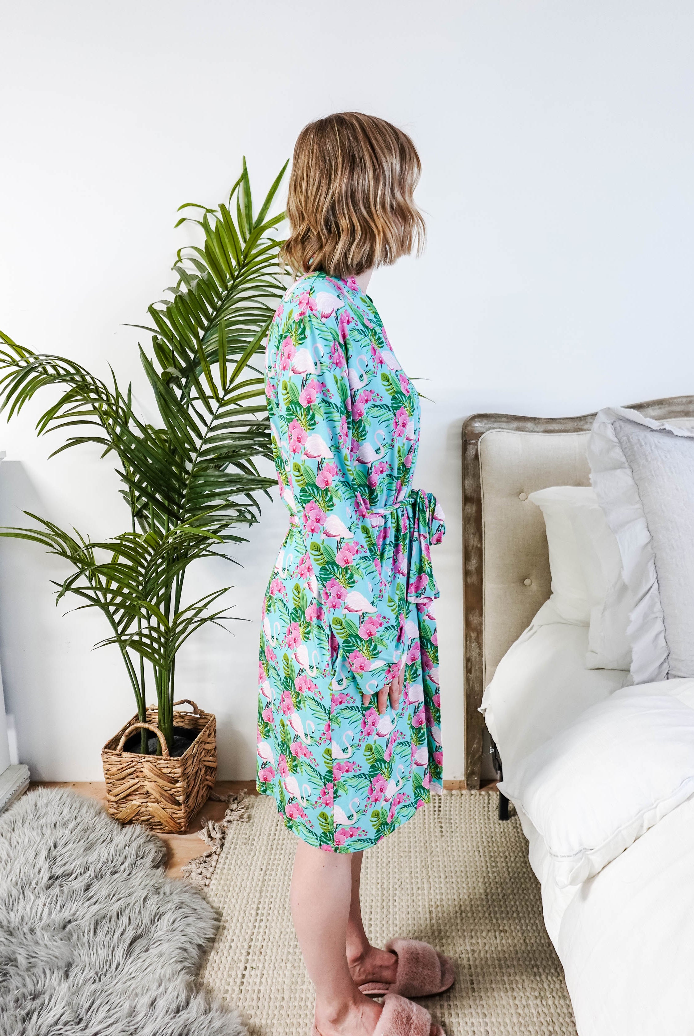 Tropic Like It's Hot Bamboo Short Robe | Georgia Rylan
showing side view