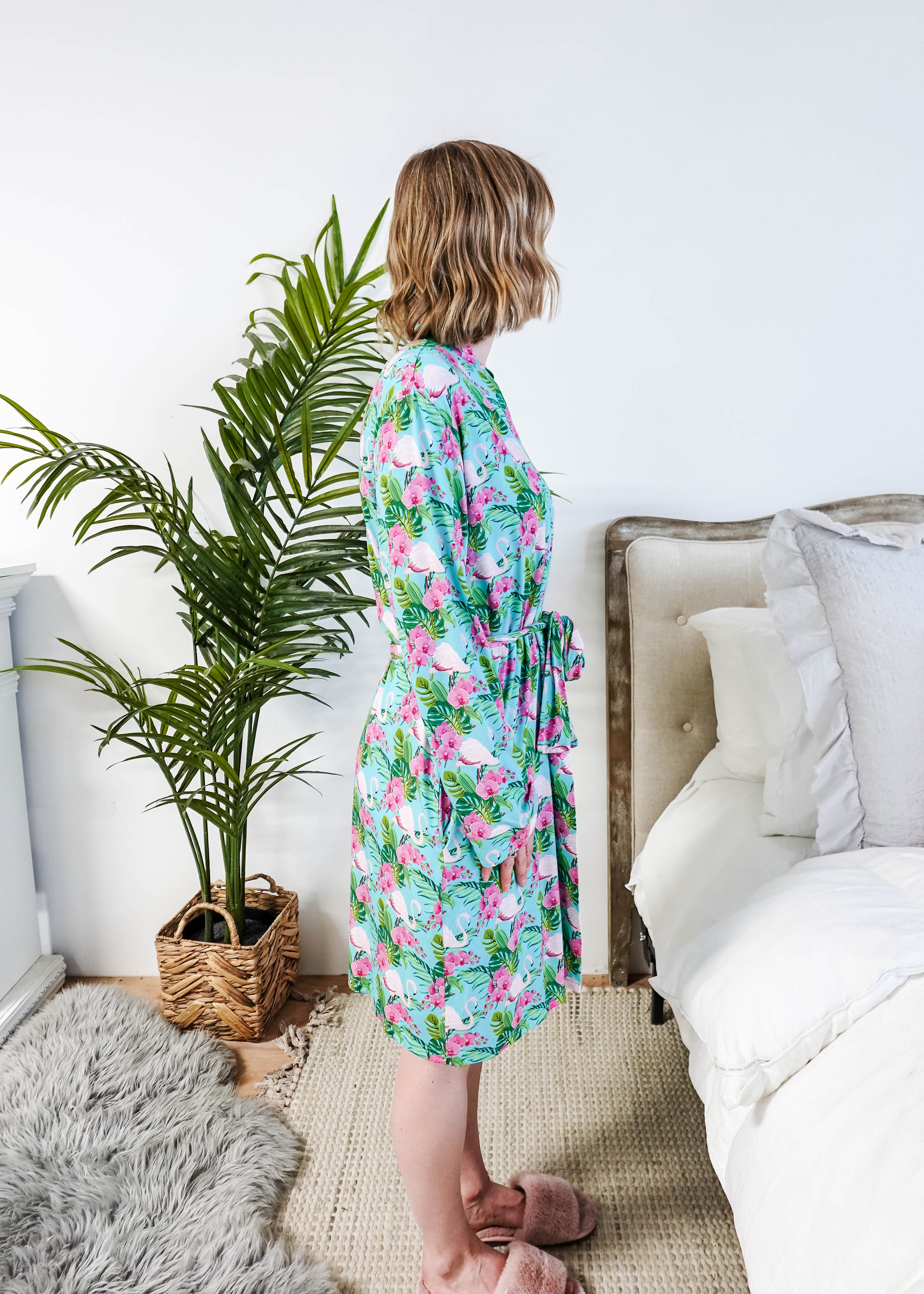 Tropic Like It's Hot Bamboo Short Robe | Georgia Rylan
showing side view