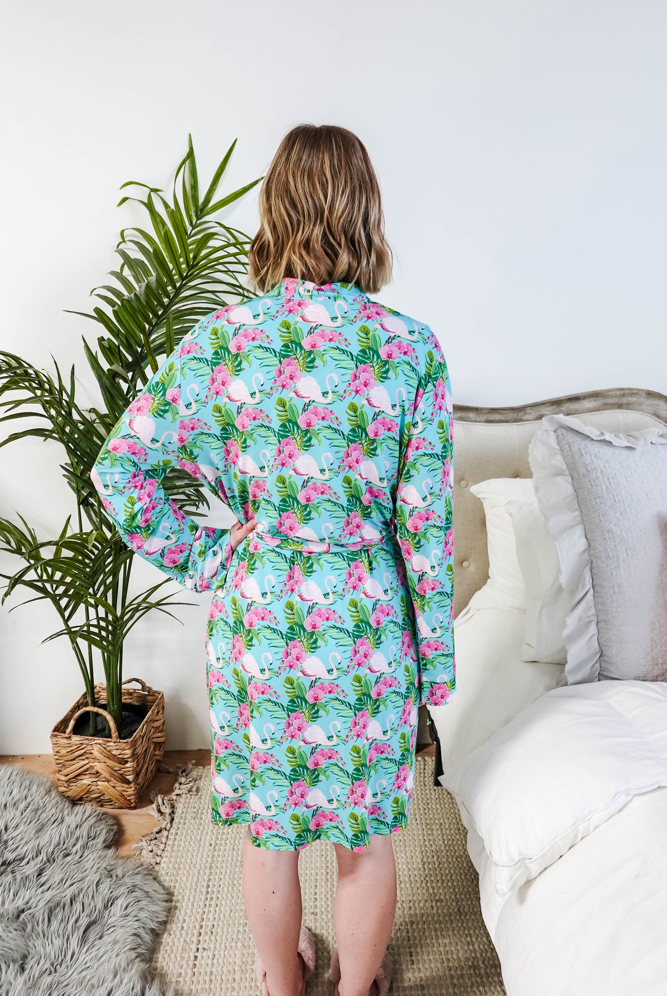 Tropic Like It's Hot Bamboo Short Robe | Georgia Rylan
showing back view