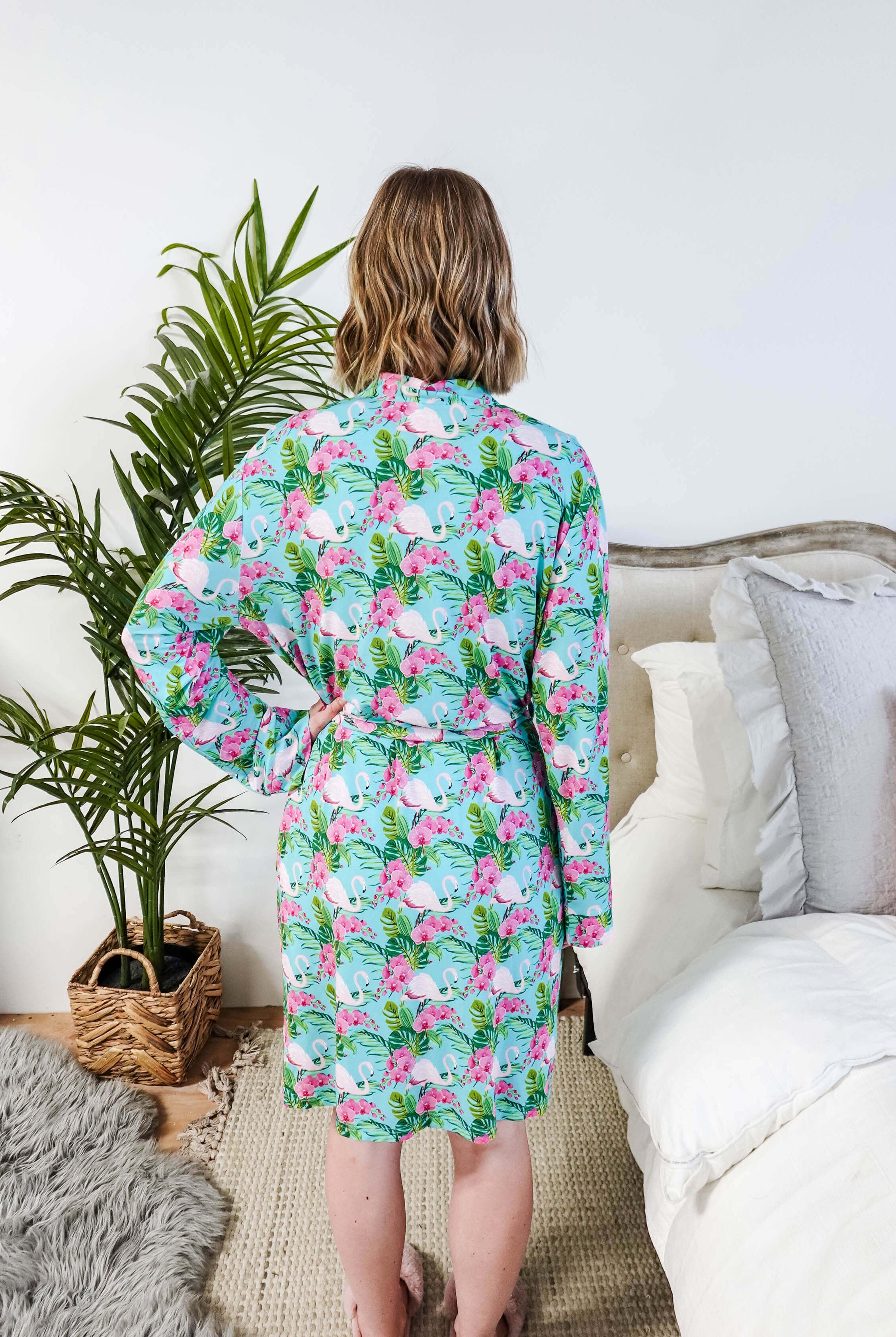 Tropic Like It's Hot Bamboo Short Robe | Georgia Rylan
showing back view