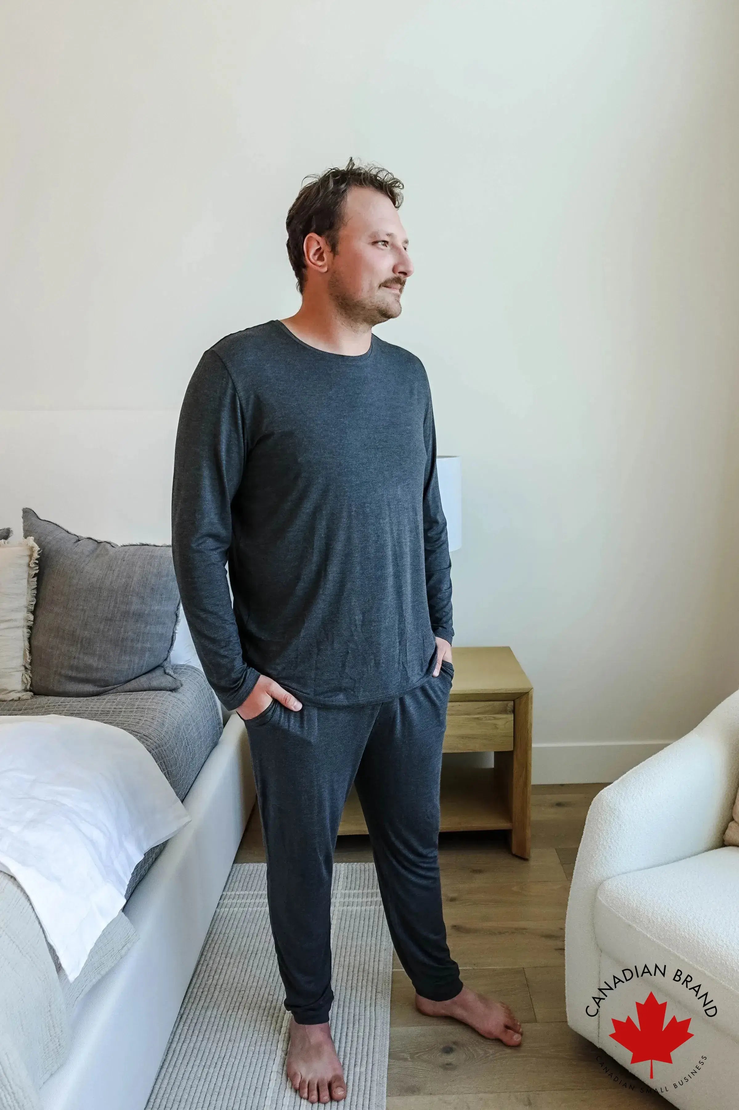 Unisex Long Sleeve Tee Bamboo | Charcoal