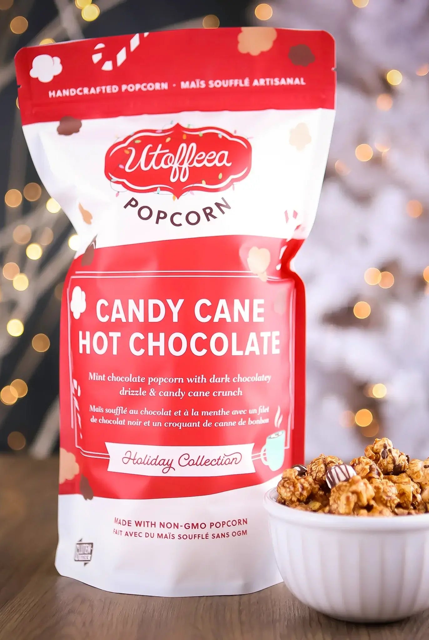 handcrafted popcorn mint chocolate drizzle made in canada - Utoffeea