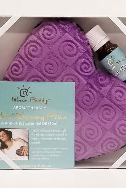 purple Warm Buddy Heart Warming Pillow & Anti-Stress Oil Gift Set