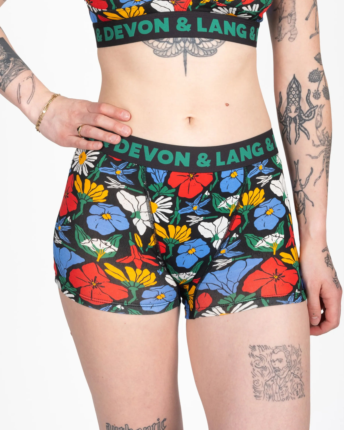 Devon + Lang Bria Boyshort in Vivid Bloom print — Cloud Nine Pajamas Edmonton