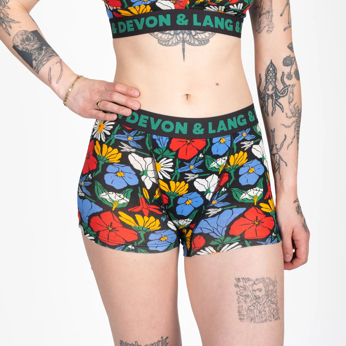 Devon + Lang Bria Boyshort in Vivid Bloom print — Cloud Nine Pajamas Edmonton