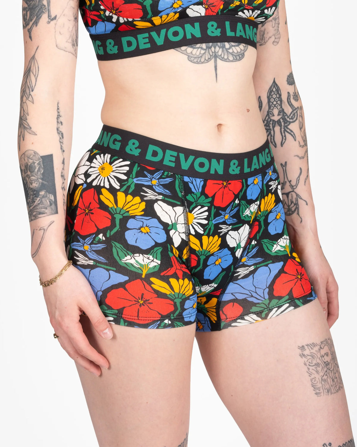Devon + Lang Bria Boyshort in Vivid Bloom print — Cloud Nine Pajamas Edmonton