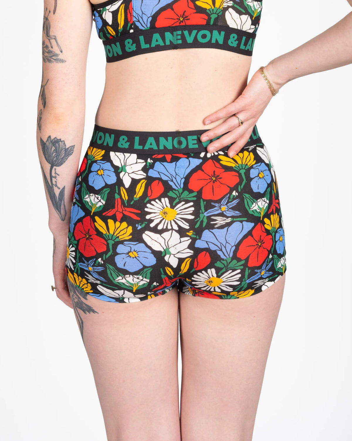 Devon + Lang Bria Boyshort in Vivid Bloom print — Cloud Nine Pajamas Edmonton