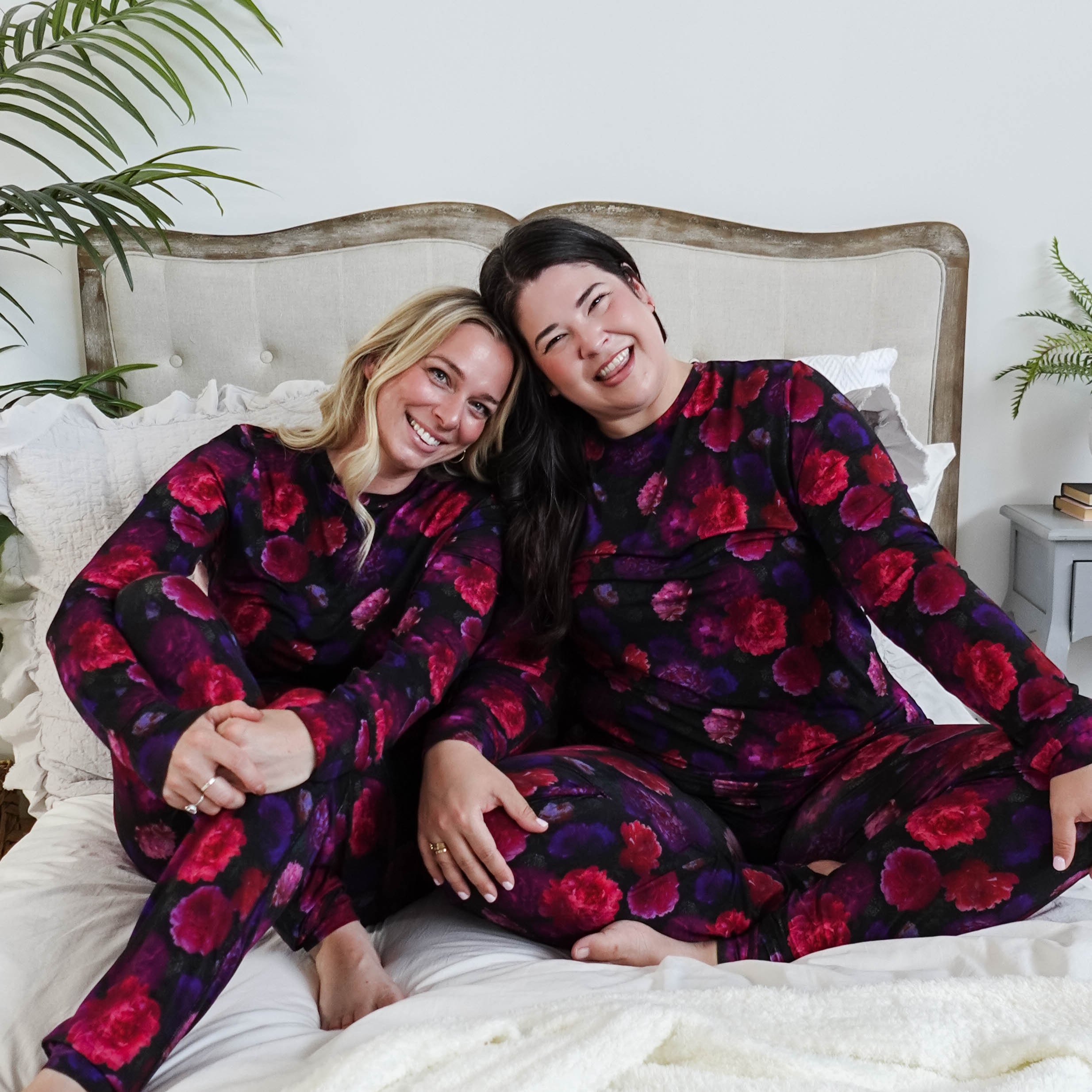 Women's Bamboo Loungewear Jogger Set Printed Floral GEORGIA RYLAN Winter Blossom Long Sleeve Jogger Bamboo PJ Set