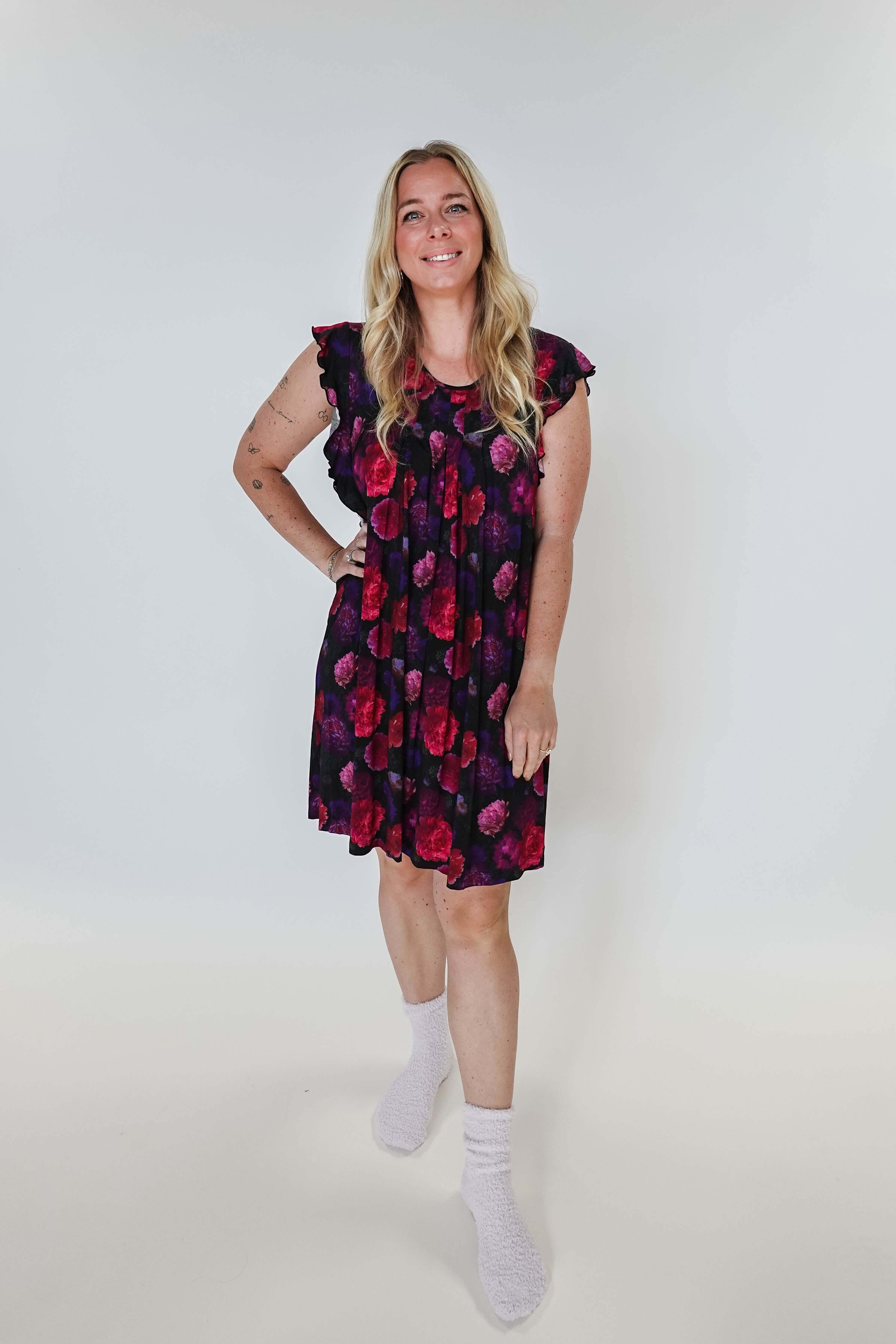 Winter Blossom Flutter Bamboo Nightgown