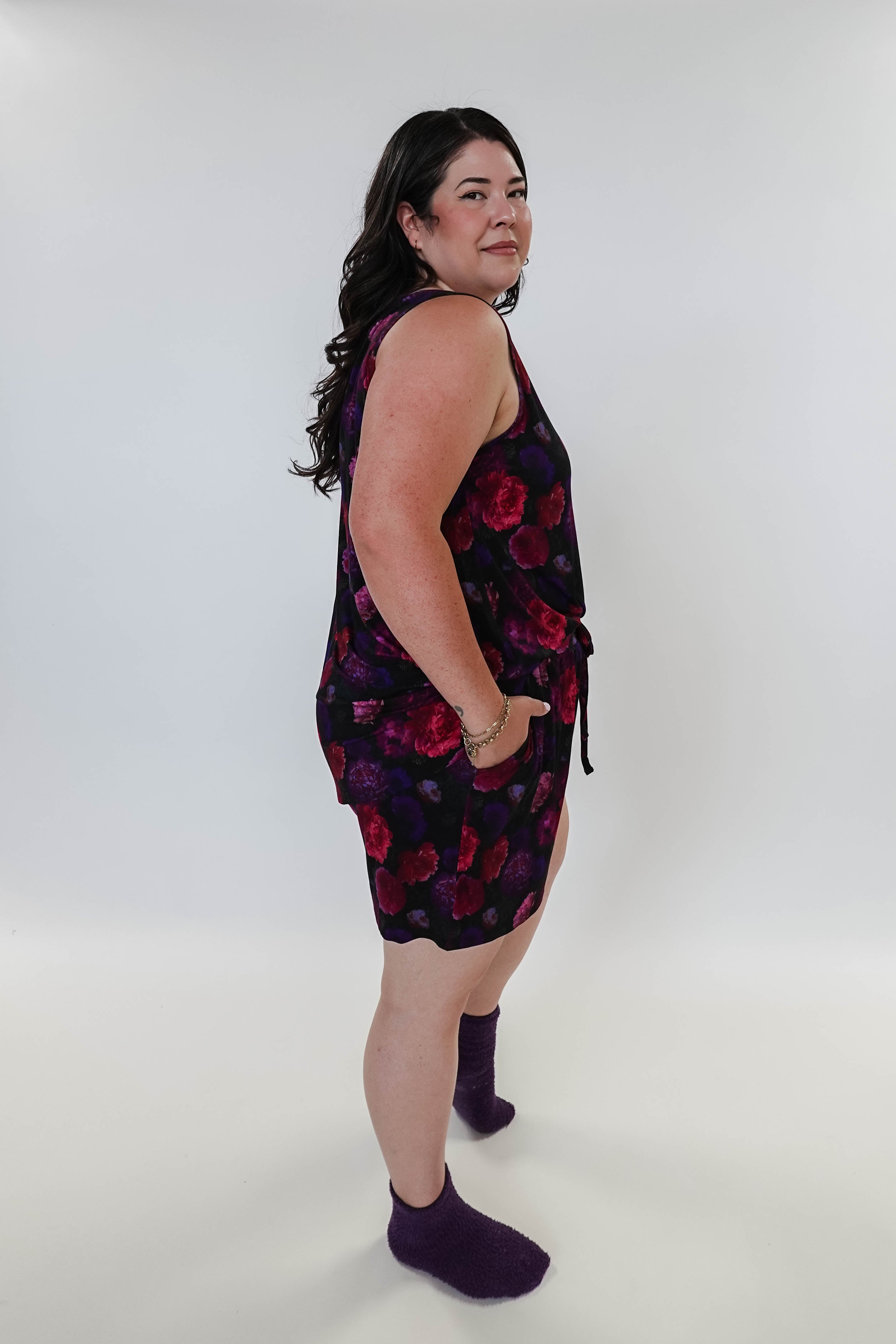 Winter Blossom Print Tank & Short PJ Set Bamboo women's purple floral bamboo tank and short pj set GEORGIA RYLAN