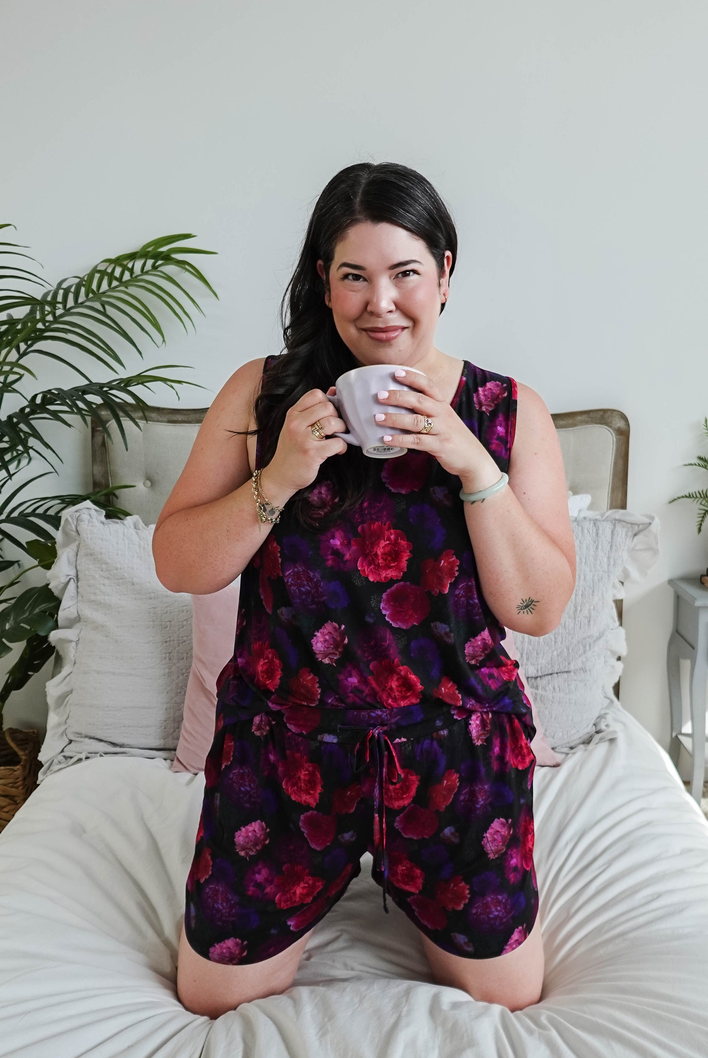 Winter Blossom Print Tank & Short PJ Set Bamboo women's purple floral bamboo tank and short pj set GEORGIA RYLAN