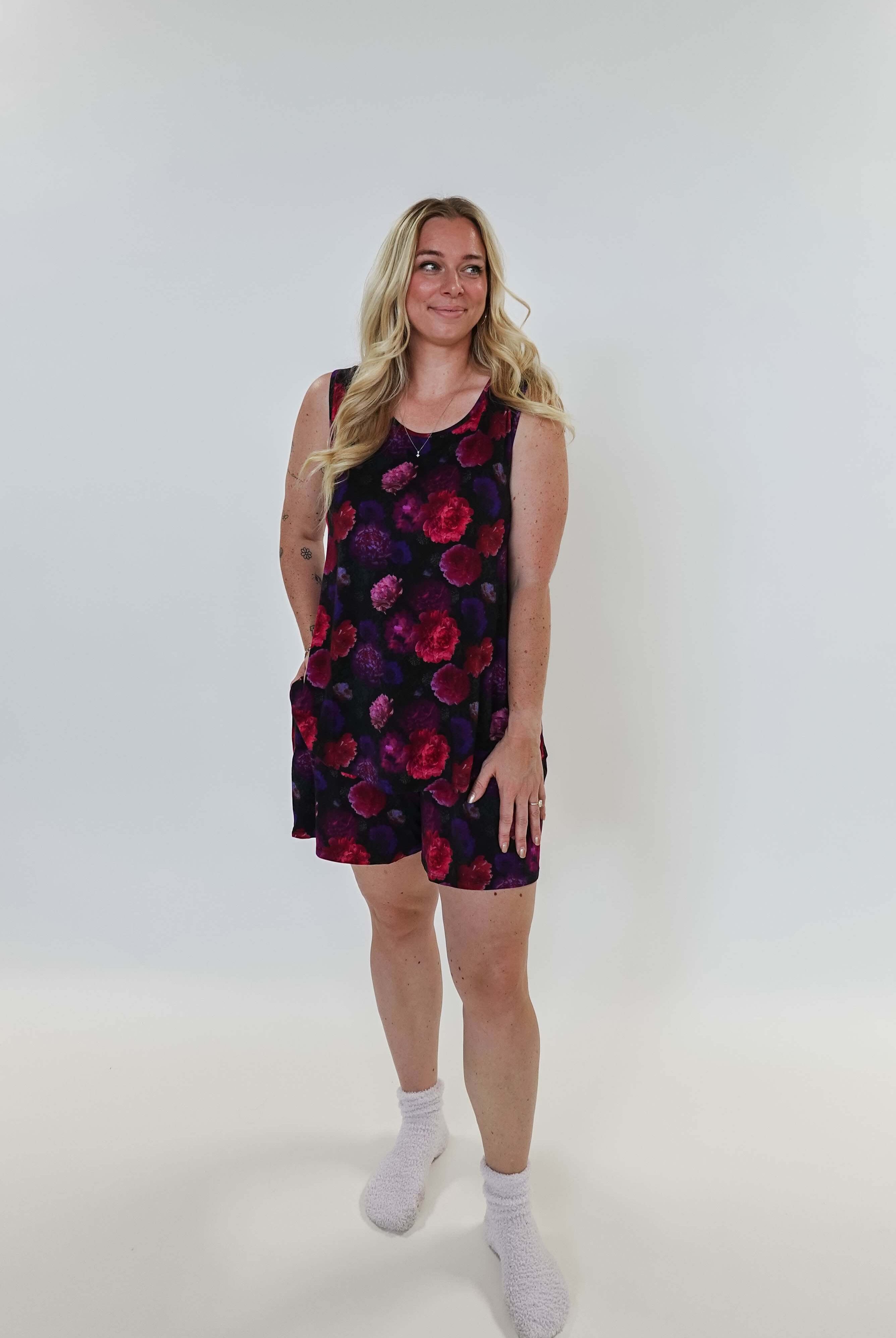 Winter Blossom Print Tank & Short PJ Set Bamboo women's purple floral bamboo tank and short pj set GEORGIA RYLAN