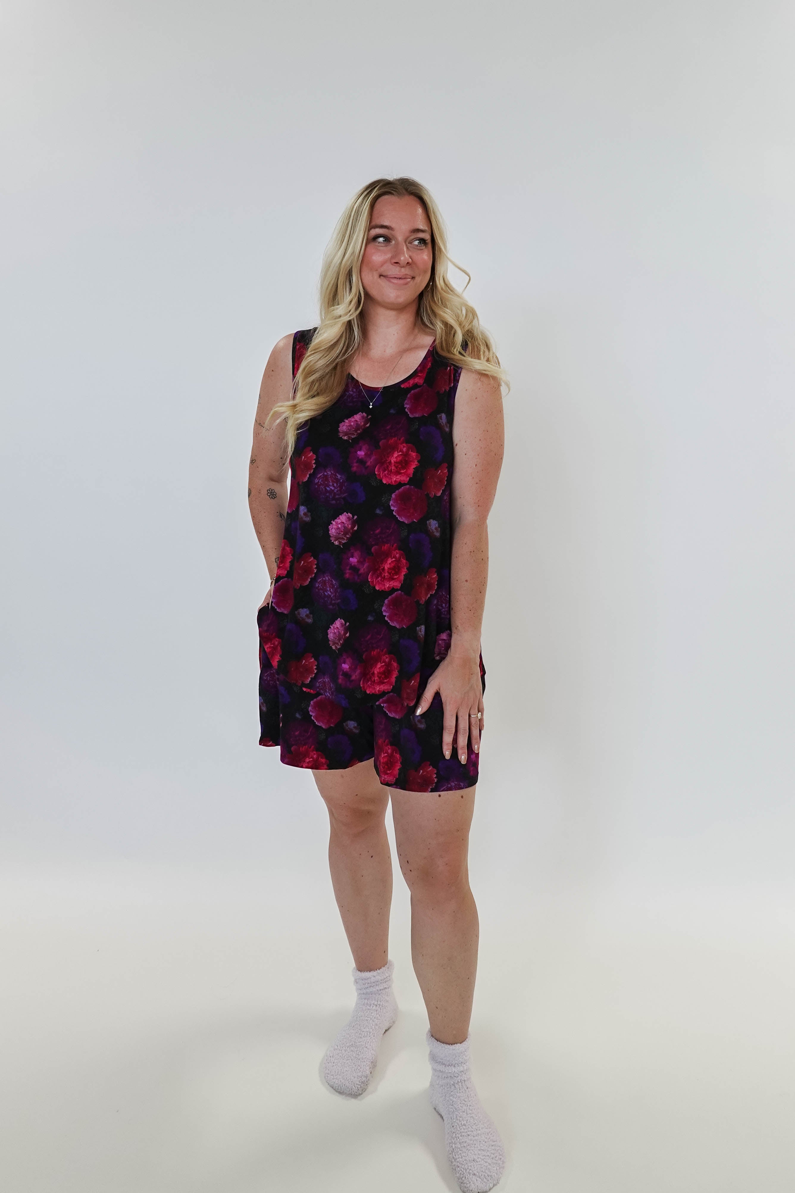 Winter Blossom Print Tank & Short PJ Set Bamboo women's purple floral bamboo tank and short pj set GEORGIA RYLAN