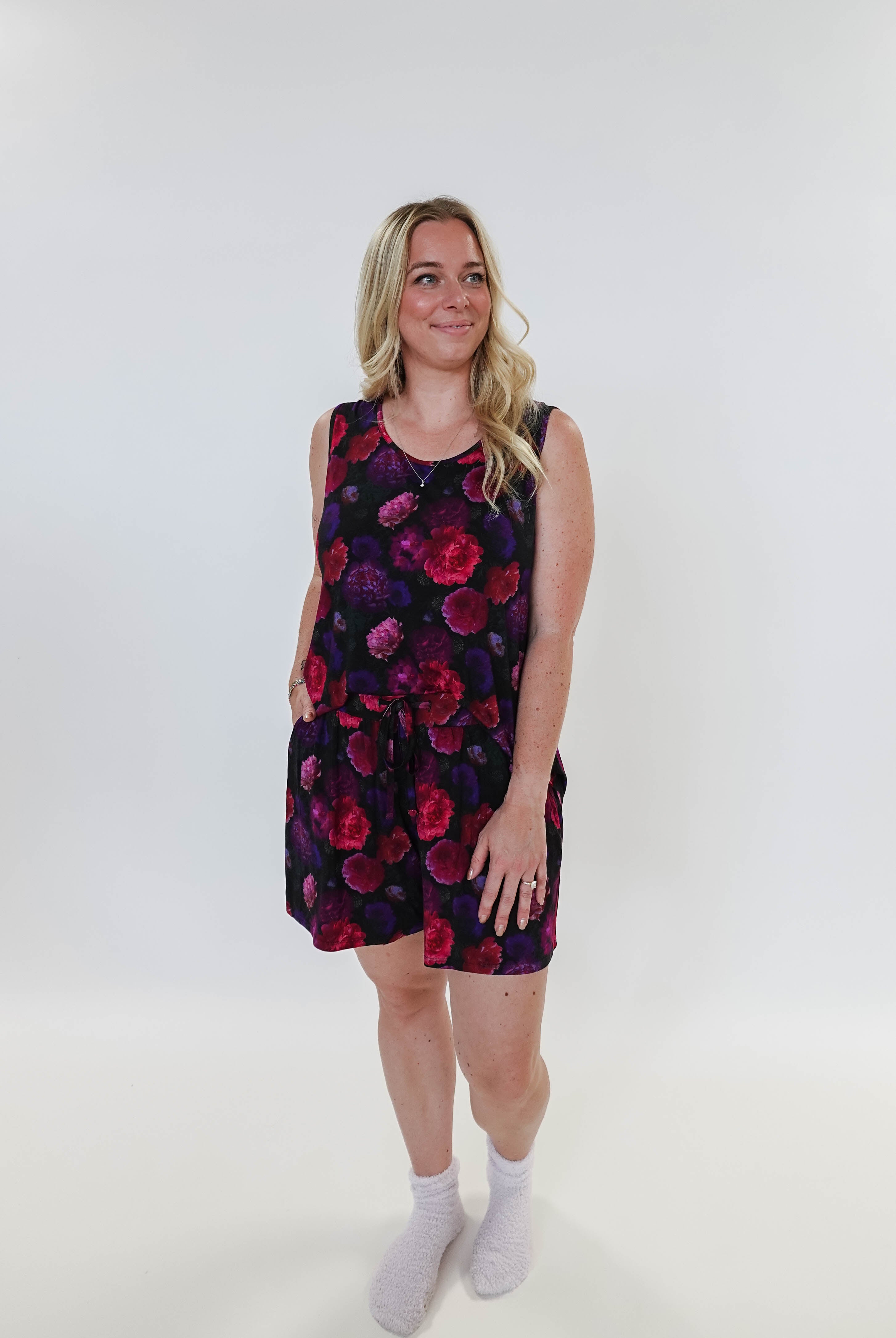 Winter Blossom Print Tank & Short PJ Set Bamboo