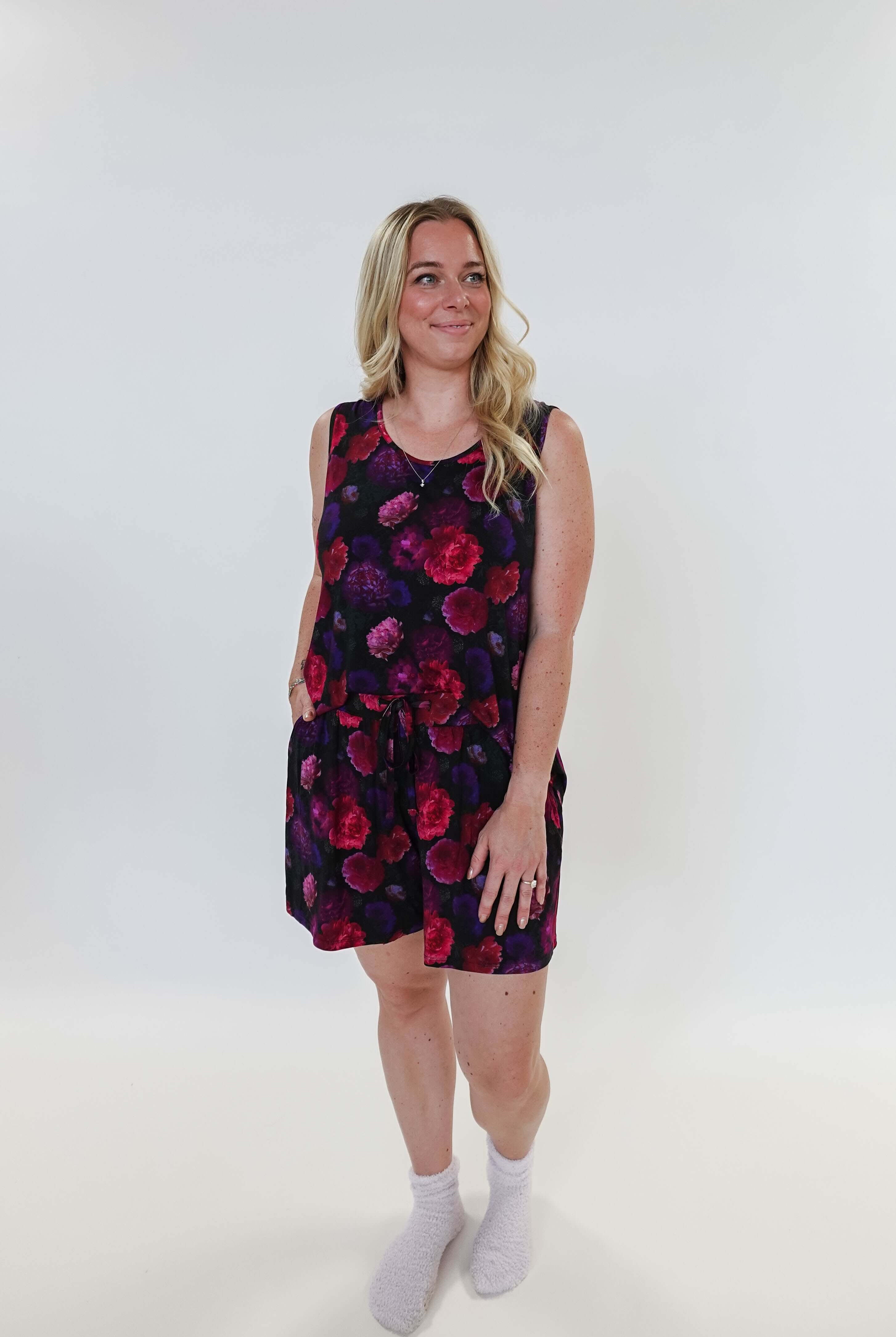 Winter Blossom Print Tank & Short PJ Set Bamboo