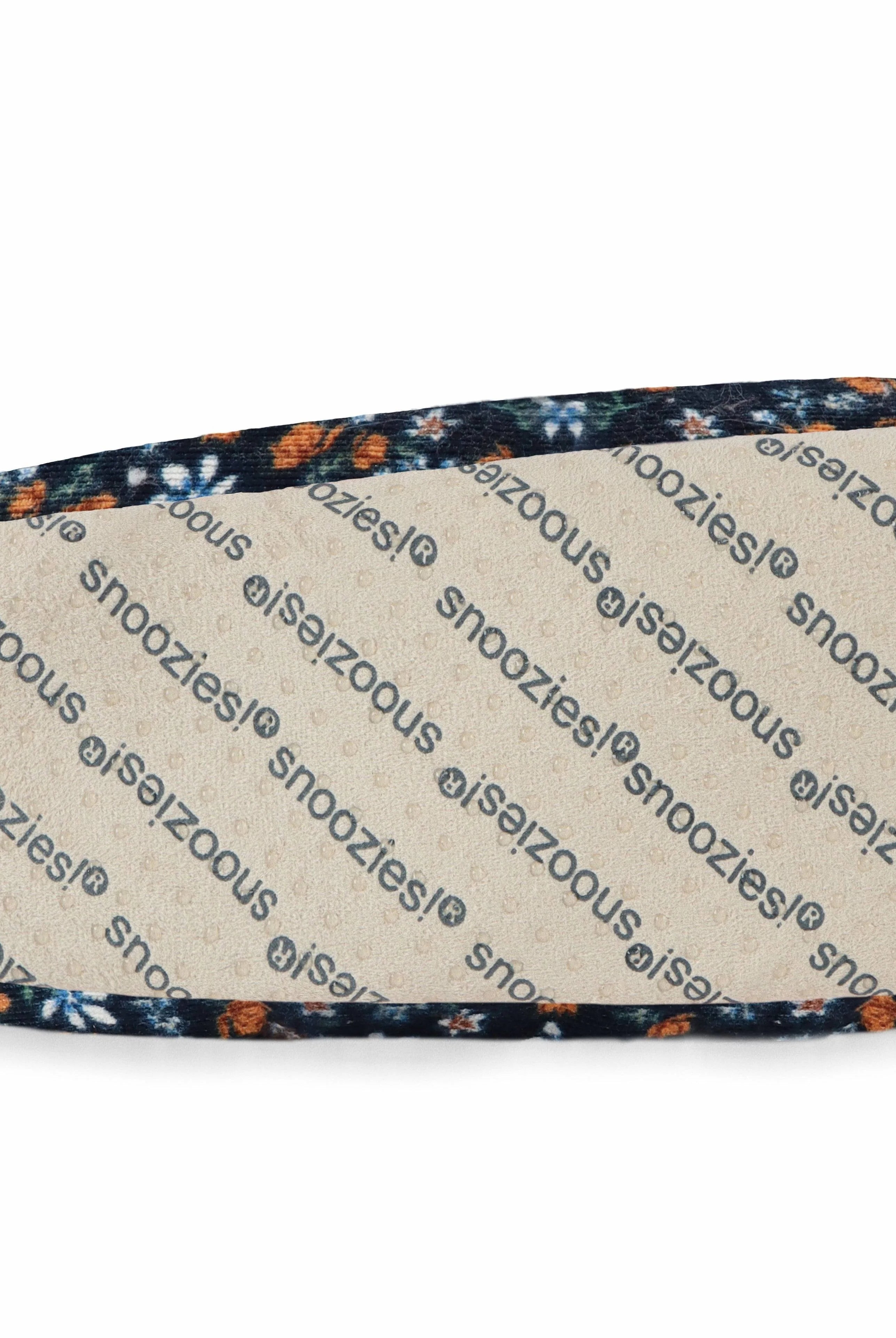 Snoozies Plush COZY Slipper Socks floral corduroy navy