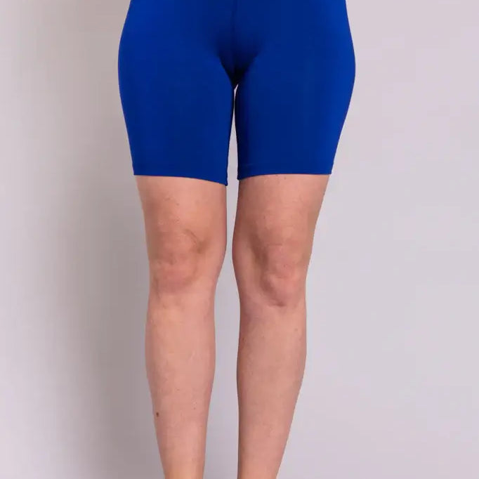 Hallie Bamboo Anti-Chafe Cooling Slip Shorts in vibrant blue color, designed for comfort and versatility.