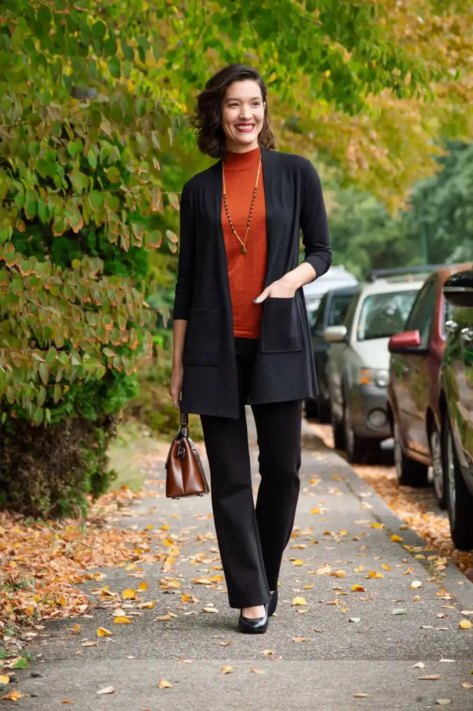 women's office layering cardigan open in lightweight bamboo - Blue Sky Clothing Co.