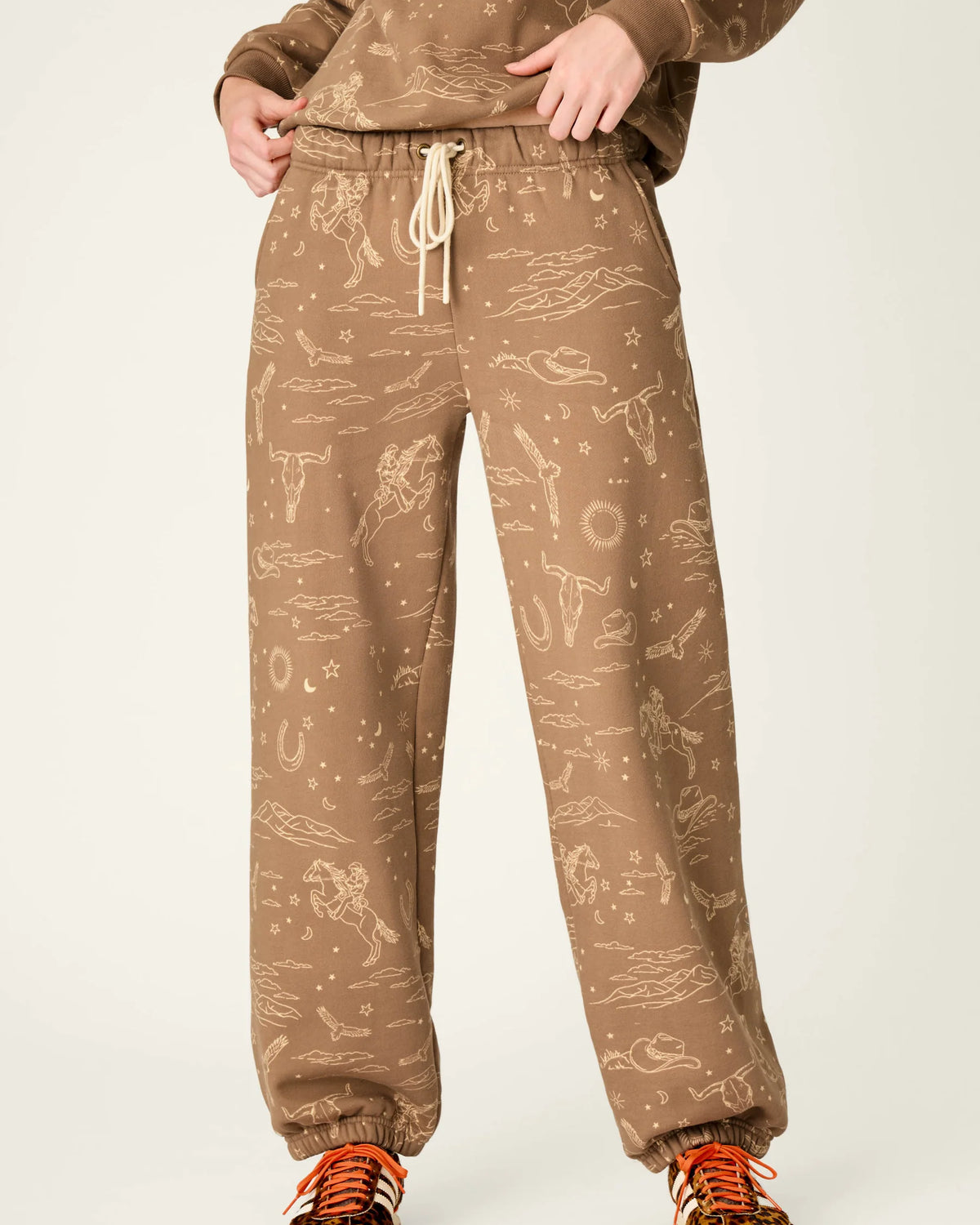 PJ Salvage Western Ways Good Hang Jogger Pant front view on model — Cloud Nine Pajamas Edmonton