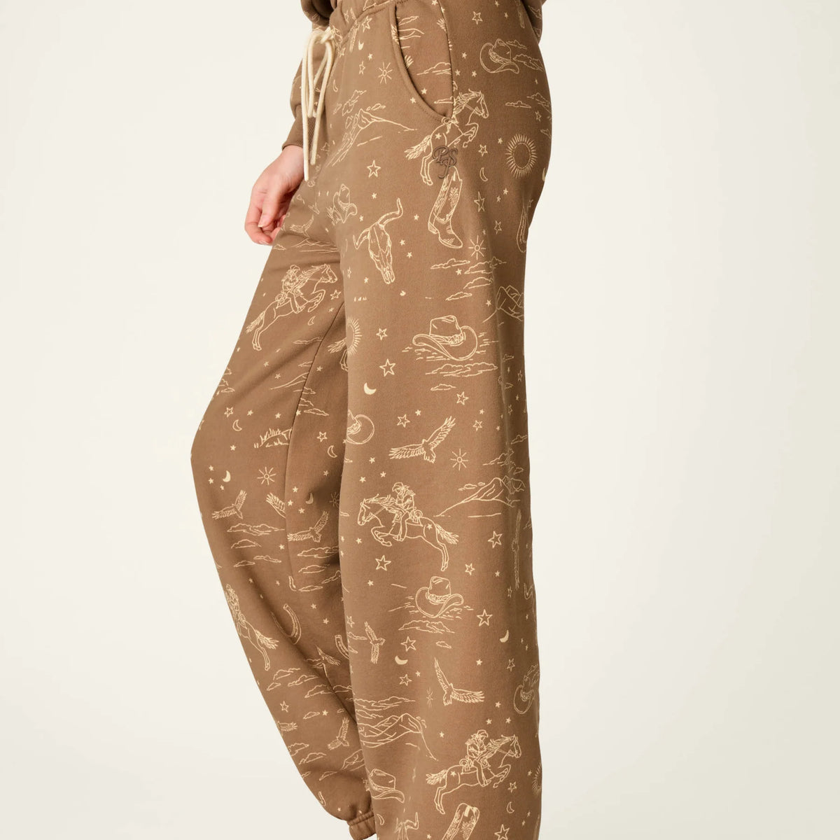 PJ Salvage Western Ways Jogger Pant side view showing banded ankle hem — Cloud Nine Pajamas