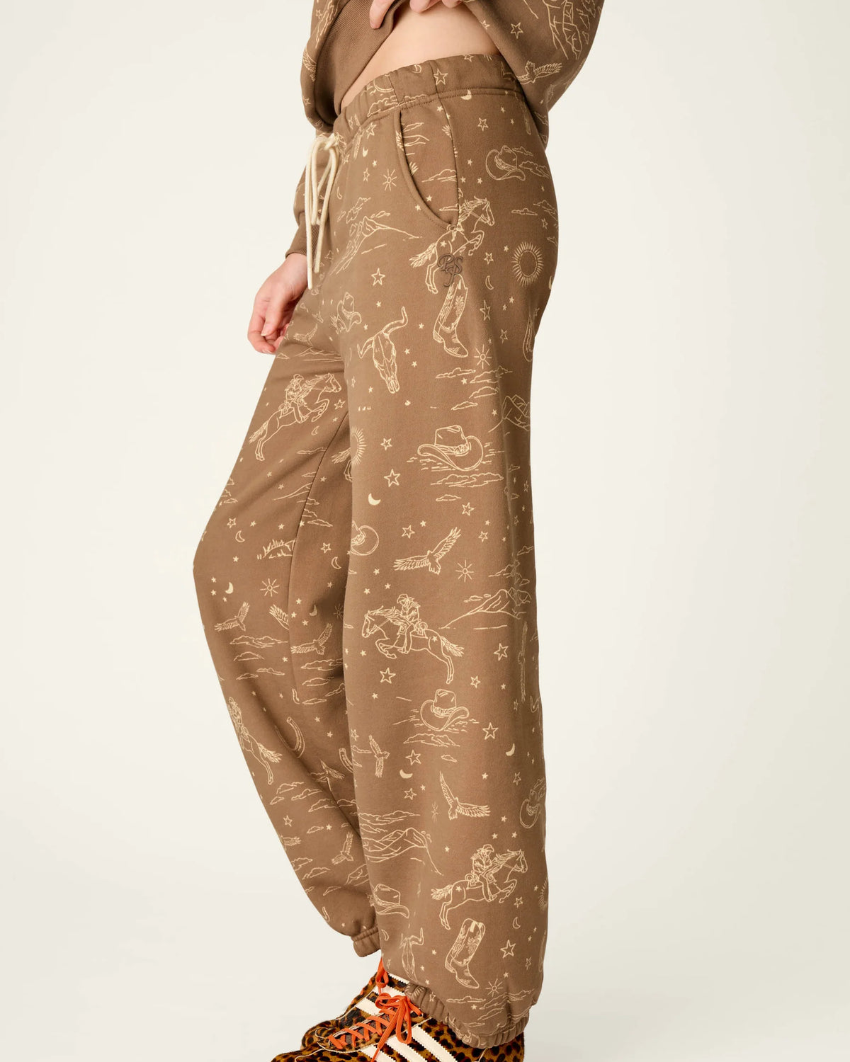 PJ Salvage Western Ways Jogger Pant side view showing banded ankle hem — Cloud Nine Pajamas