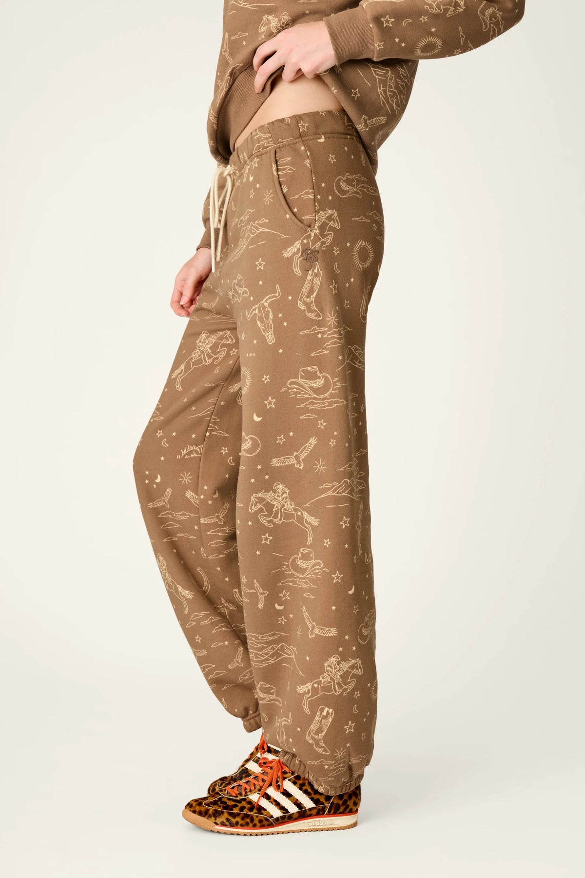 PJ Salvage Western Ways Jogger Pant side view showing banded ankle hem — Cloud Nine Pajamas