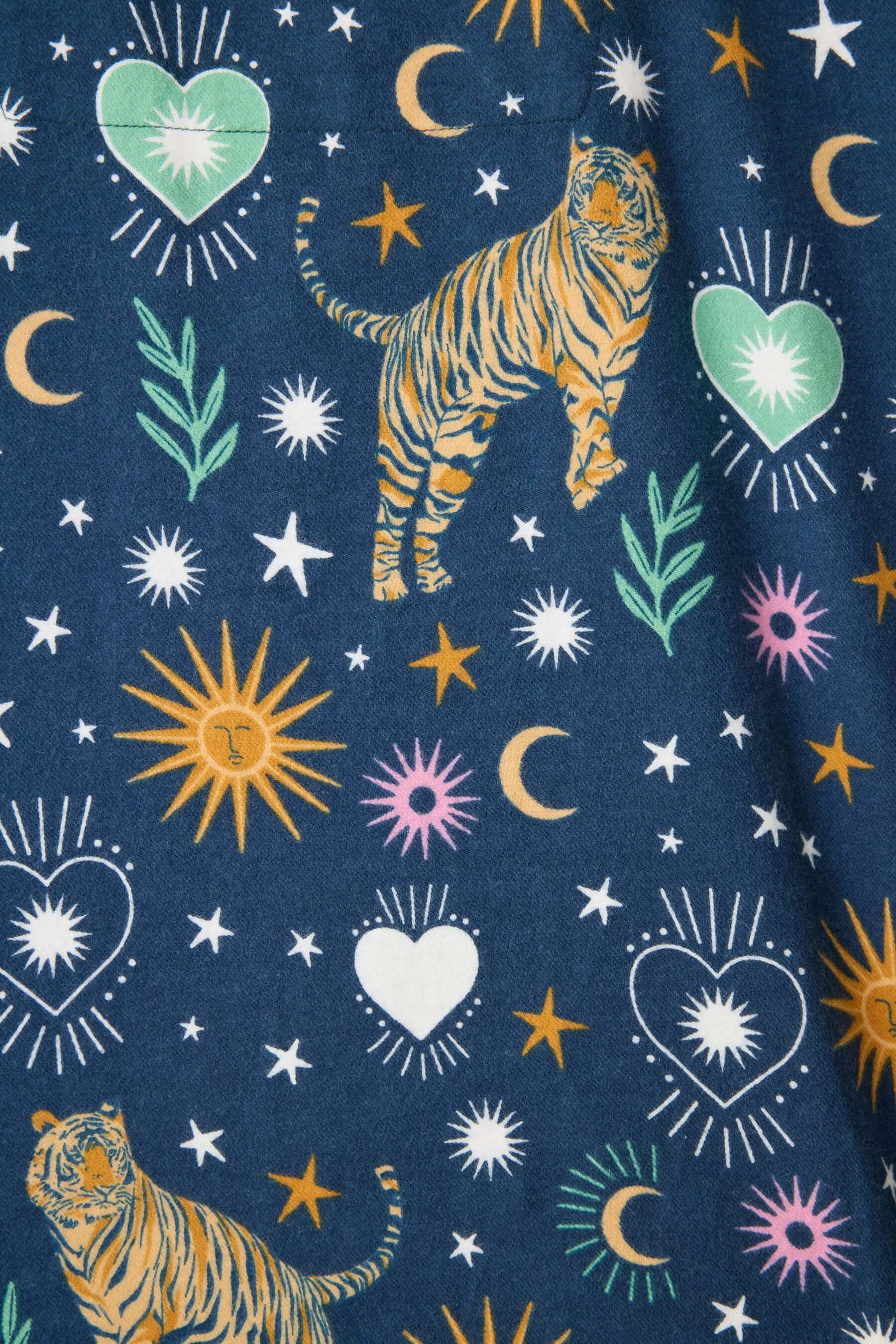 women's navy flannel tiger print pj set pj salvage