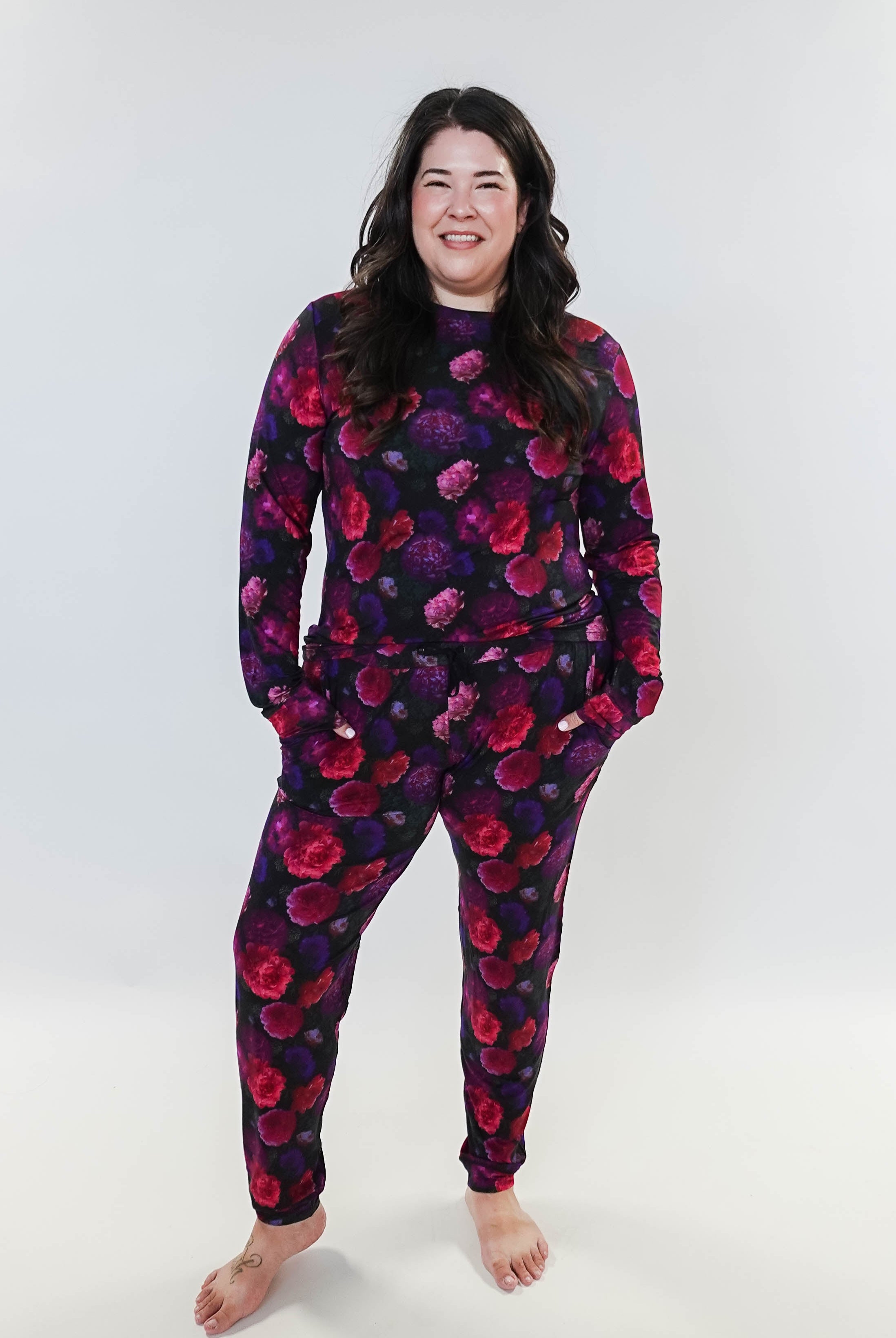 Winter Blossom Long Sleeve Jogger Bamboo PJ Set Women's Bamboo Loungewear Jogger Set Printed Floral GEORGIA RYLAN